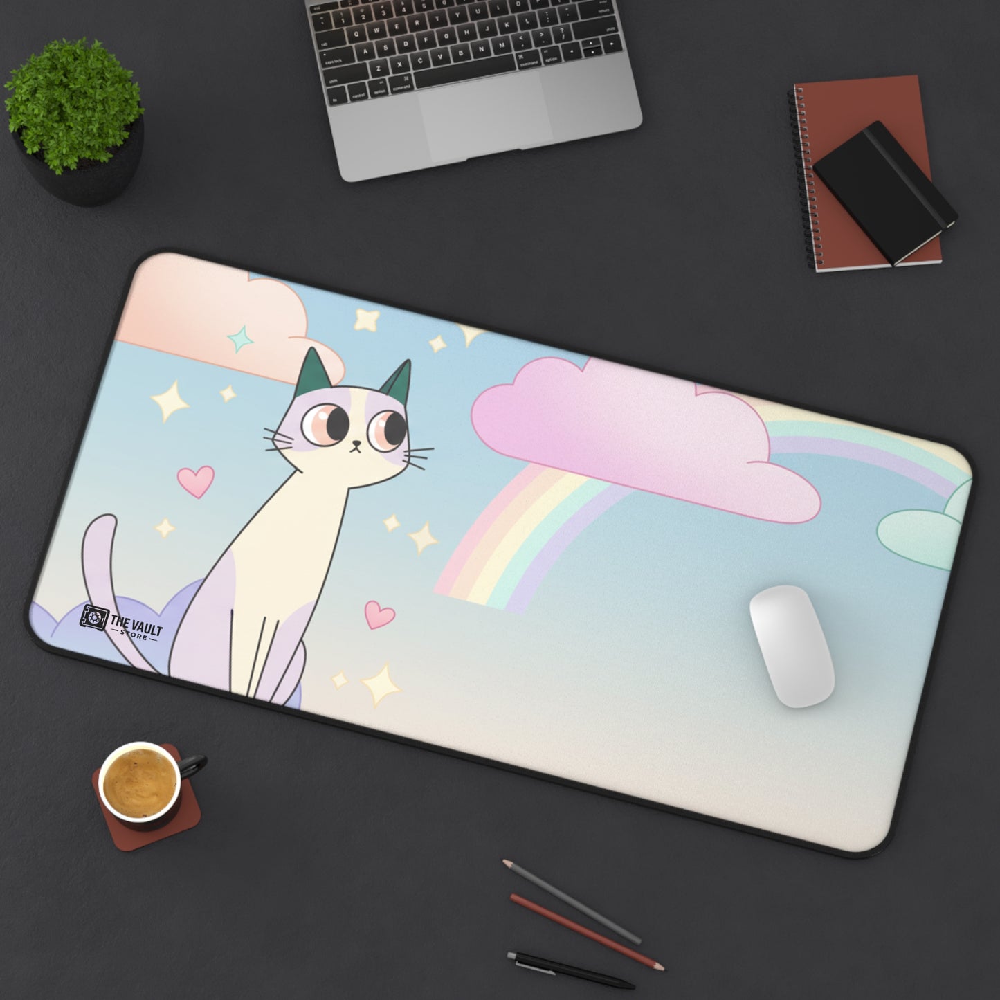 Kawaii Pastel Cat Desk Mat