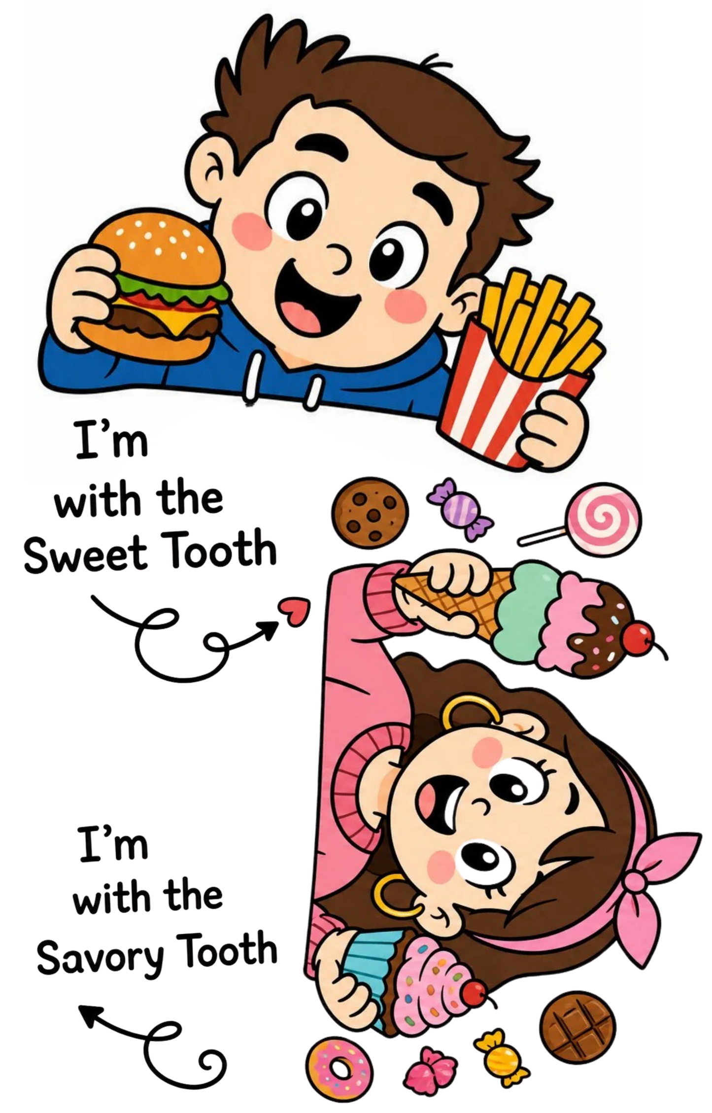 Sweet Tooth & Savory Tooth Couple DTF Transfer