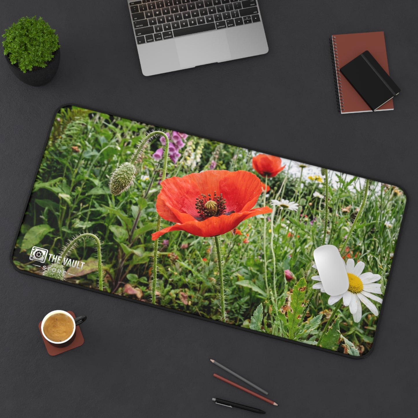 Poppy and Daisy Wildflower Meadow Desk Mat