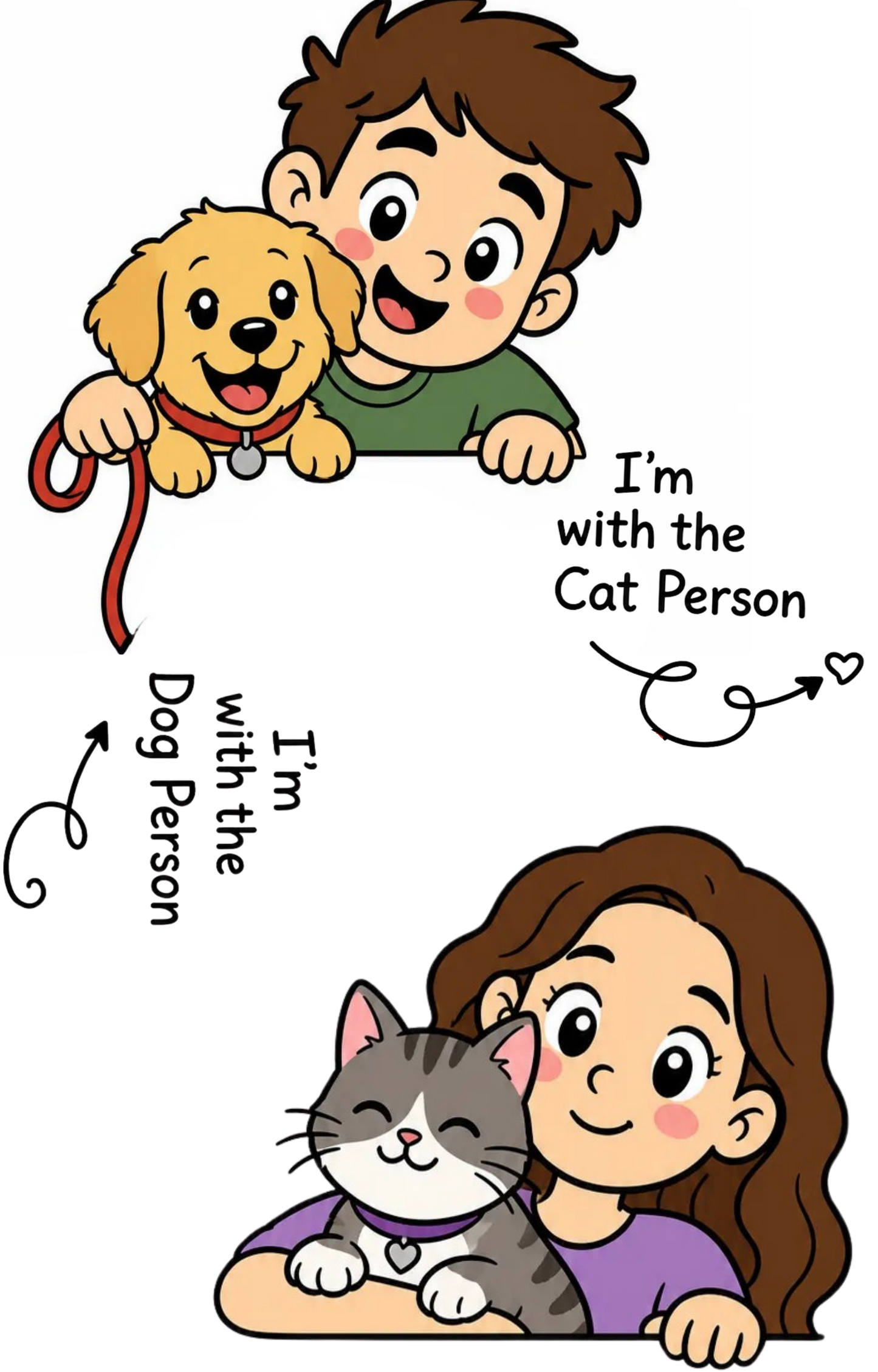 Dog Person and Cat Person couple DTF transfer design