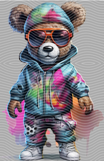 Tie-Dye Drip Bear DTF Transfer