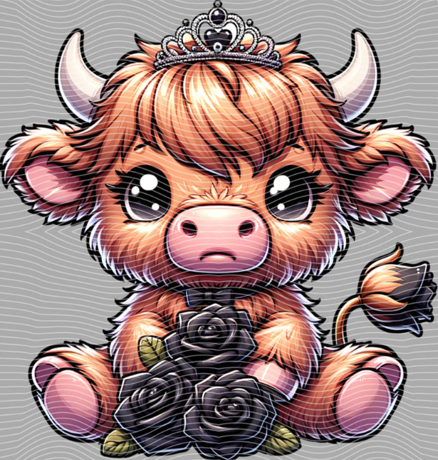 Dark Queen Highland Cow DTF Transfer