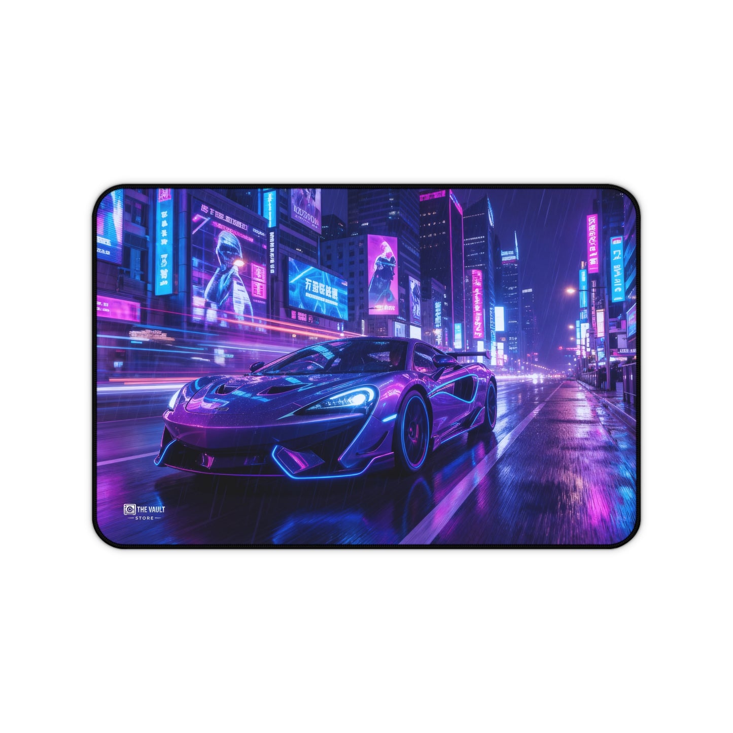 Neon City Night Drive Desk Mat