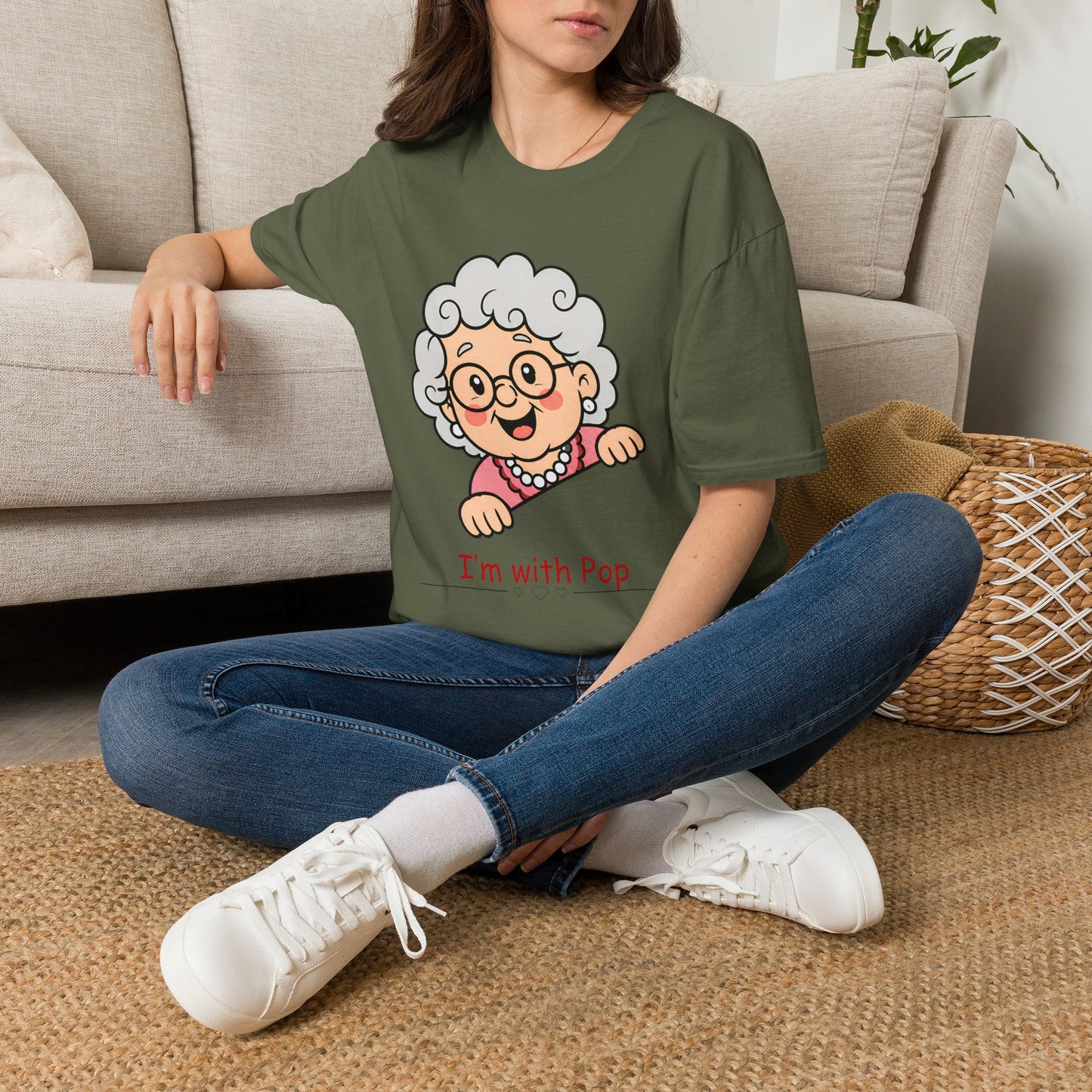 Grandma Peeking T-Shirt — Cute "I'm with Pop" Graphic Tee