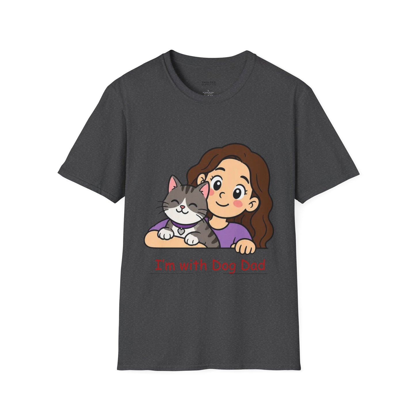 I'm with Dog Mom T-Shirt — Cute Woman & Cat Cartoon Tee