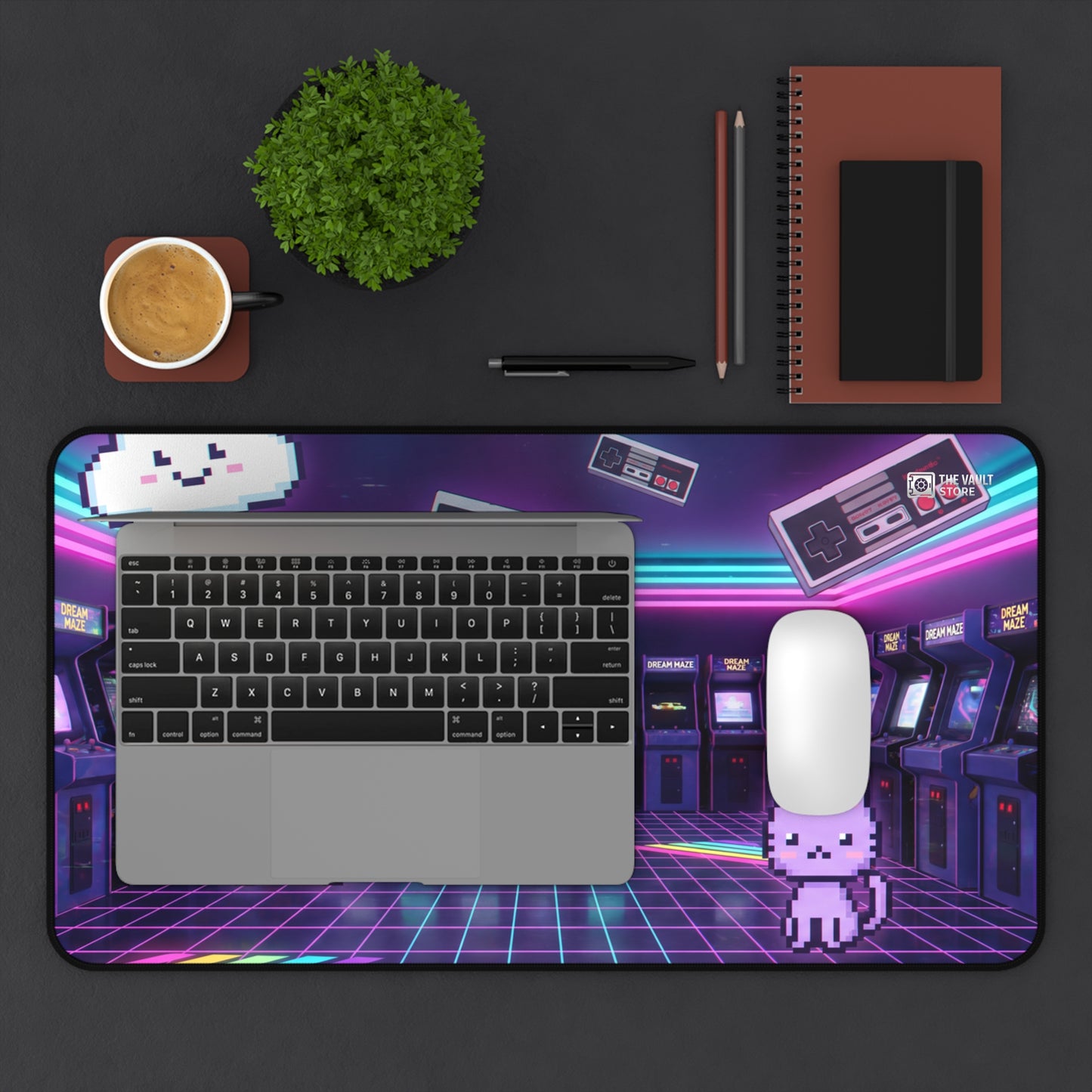 Retro Arcade Pixel Paradise Desk Mat