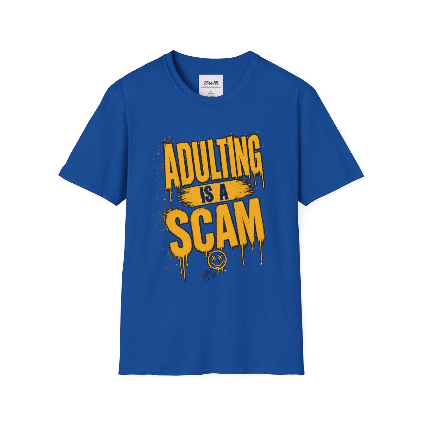 Adulting Is a Scam T-Shirt — Funny Adult Humor Graphic Tee