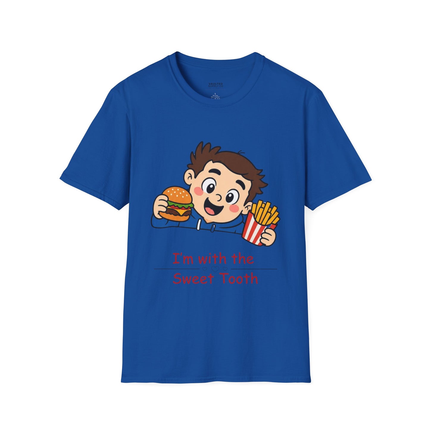 "I'm with the Sweet Tooth" Cute Kid Eating Burger & Fries Graphic Tee