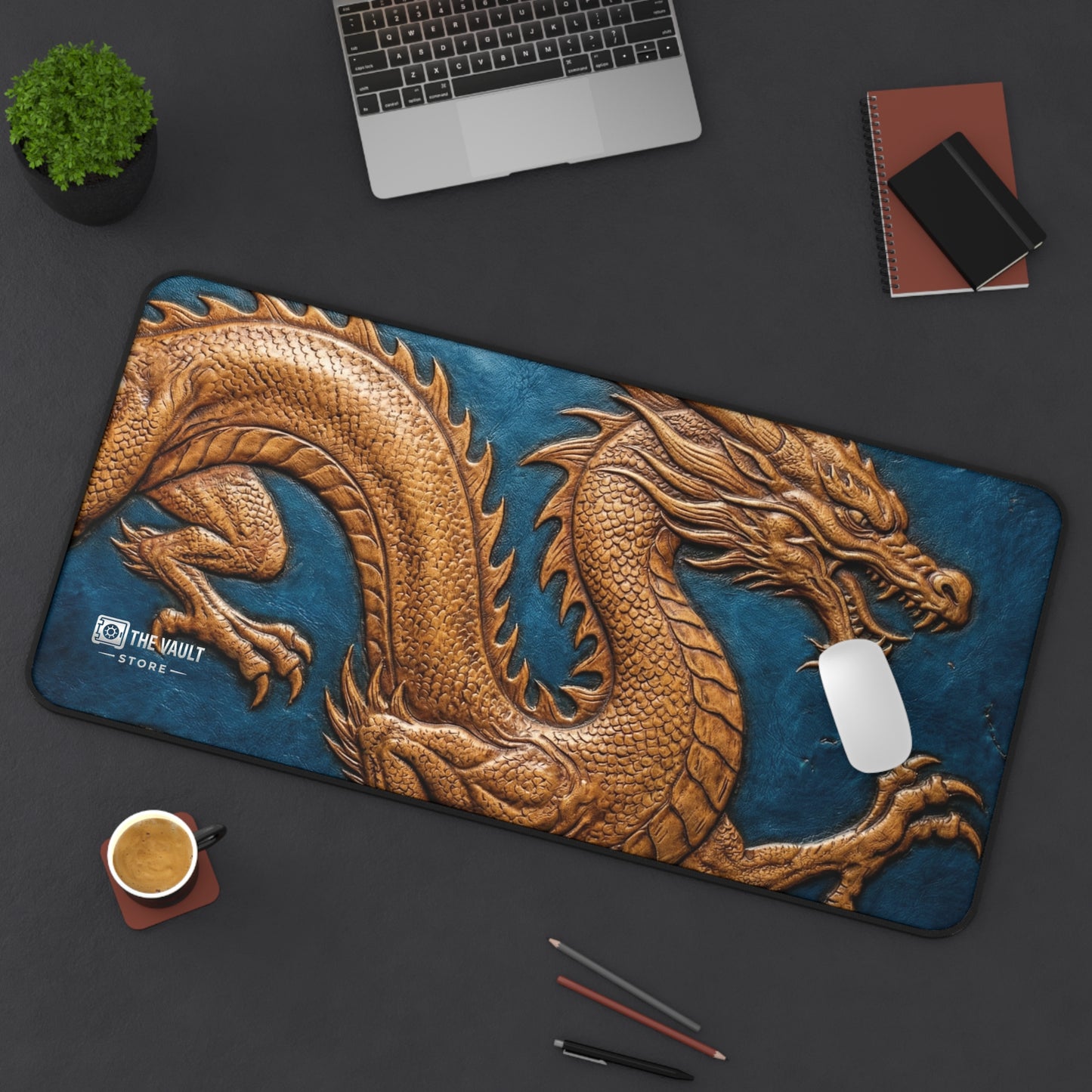 Embossed Leather Mandala Pattern Desk Mat