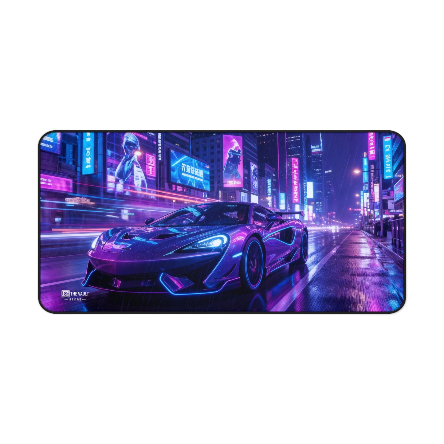 Neon City Night Drive Desk Mat
