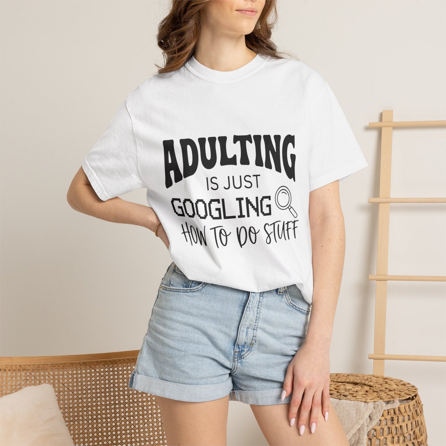 Funny "Adulting is Just Googling How to Do Stuff" T-Shirt