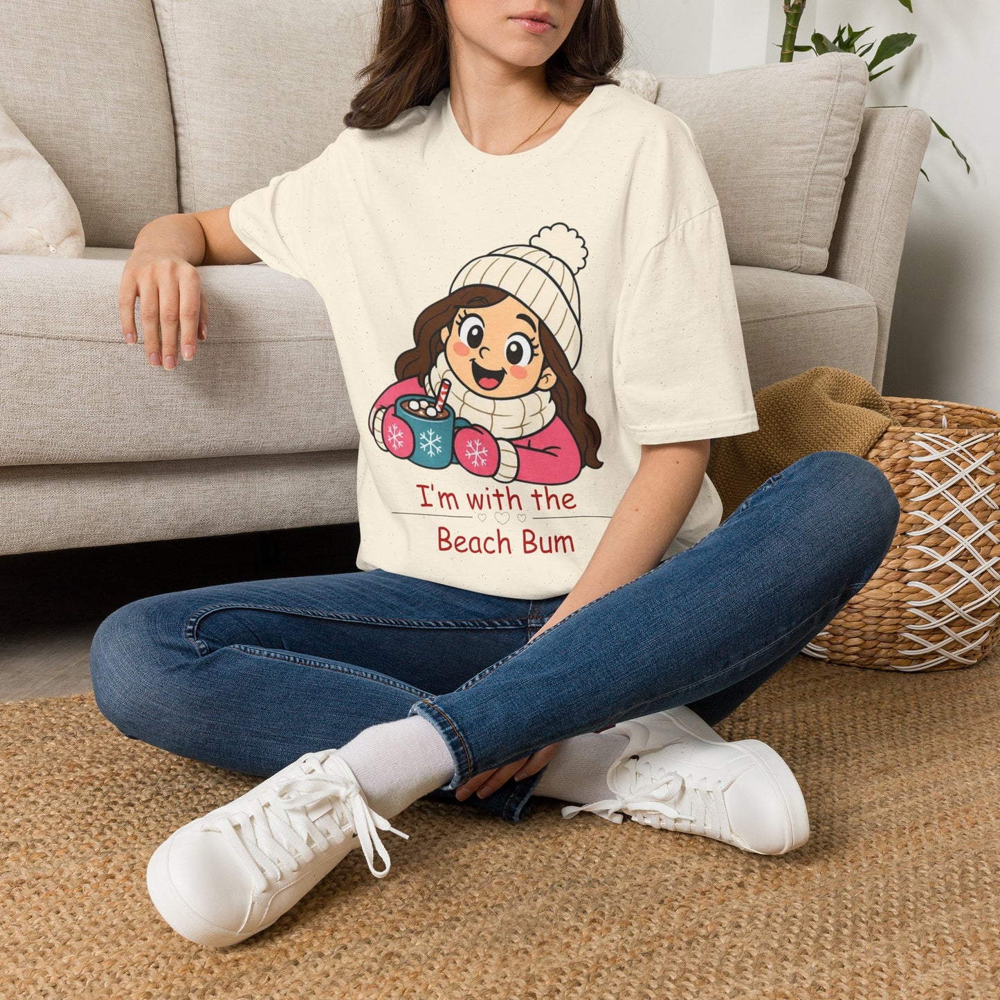 Cute Winter Girl T-Shirt — "I'm with the Beach Bum" Graphic Tee