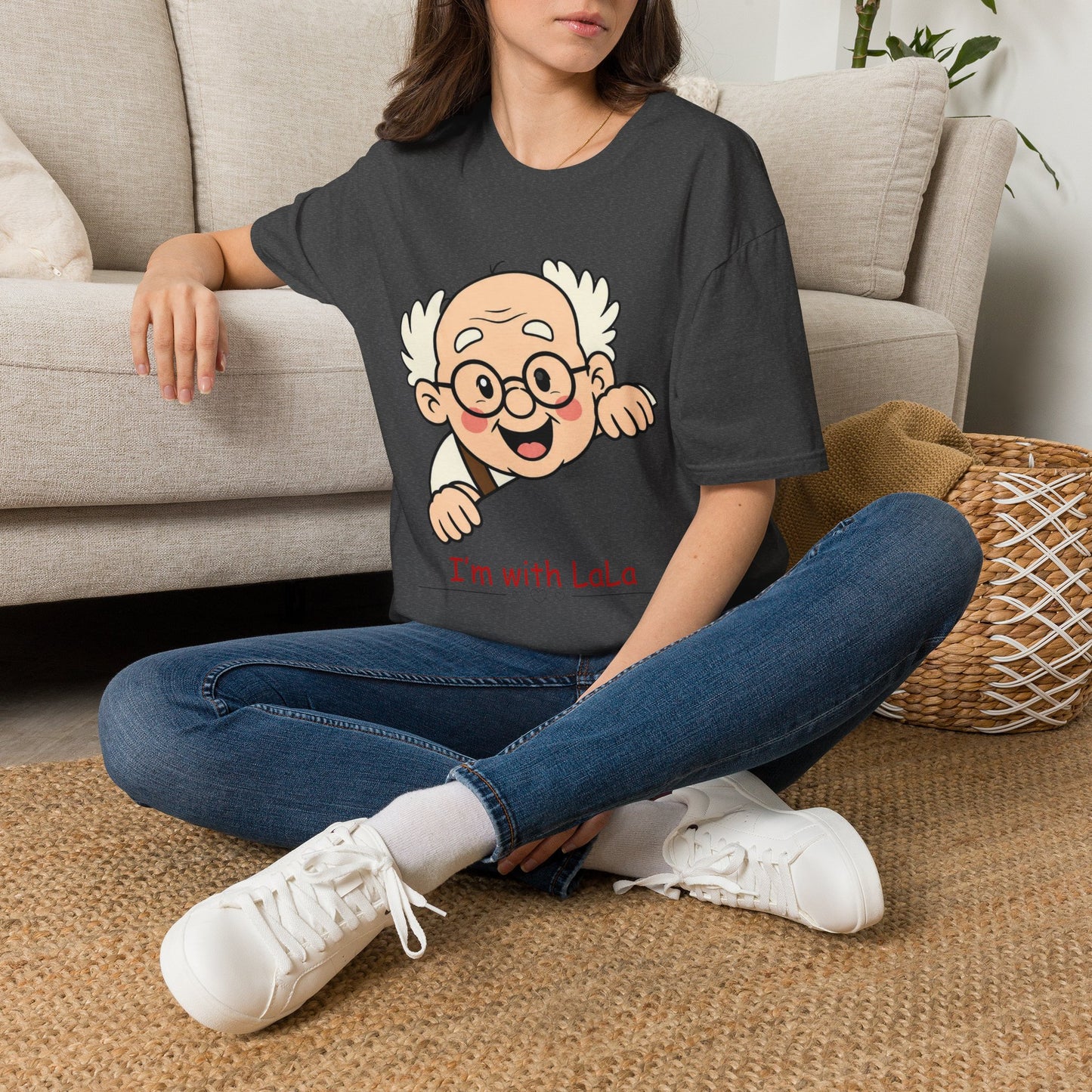 Grandpa Peeking T-Shirt — "I'm with LaLa" Cute Retro Grandpa Graphic Tee