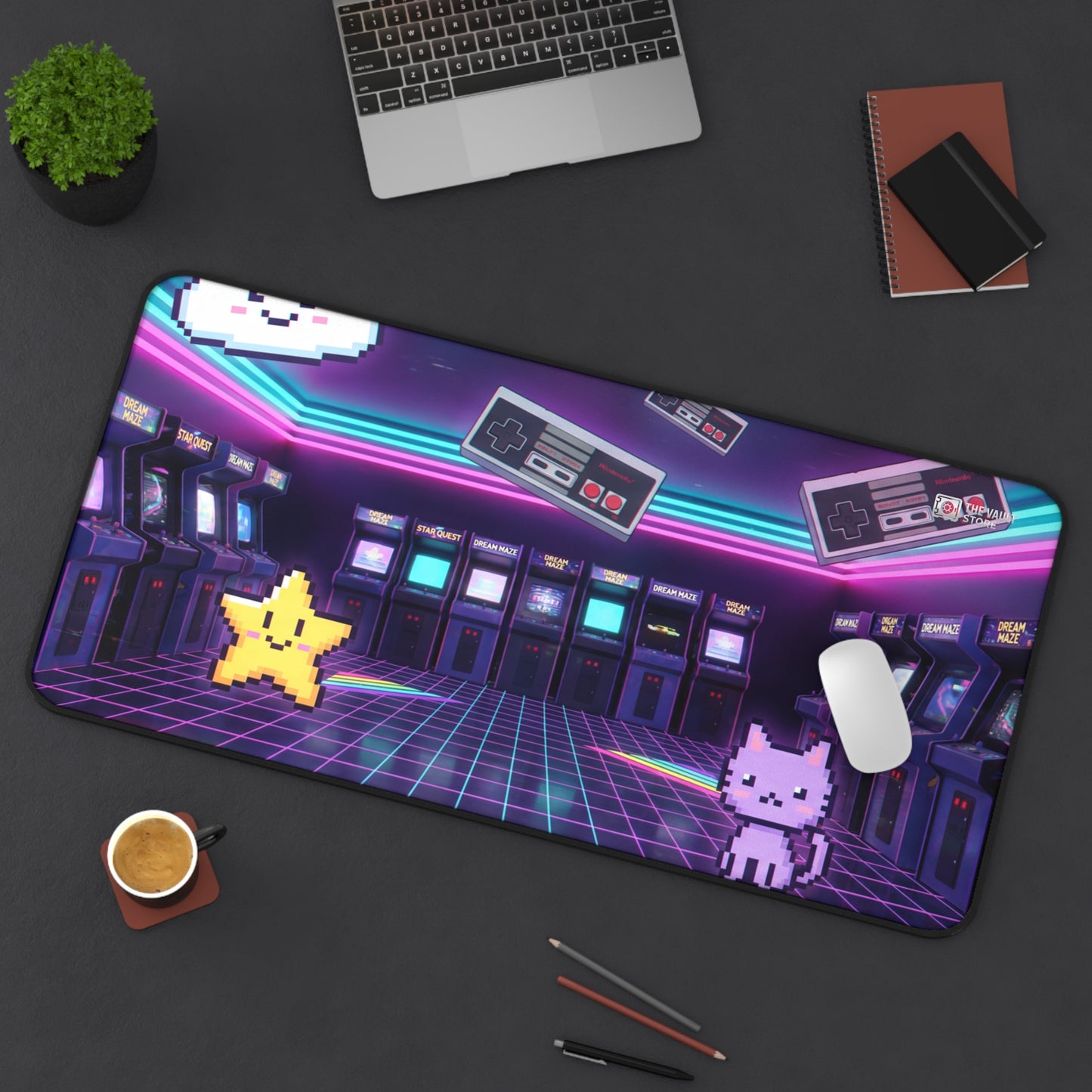 Retro Arcade Pixel Paradise Desk Mat