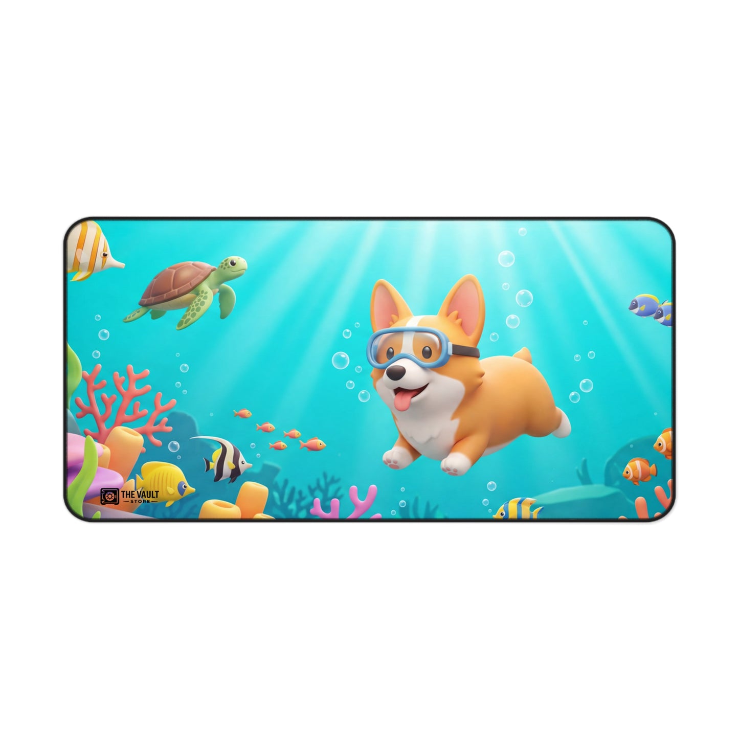 Underwater Corgi Adventure Desk Mat