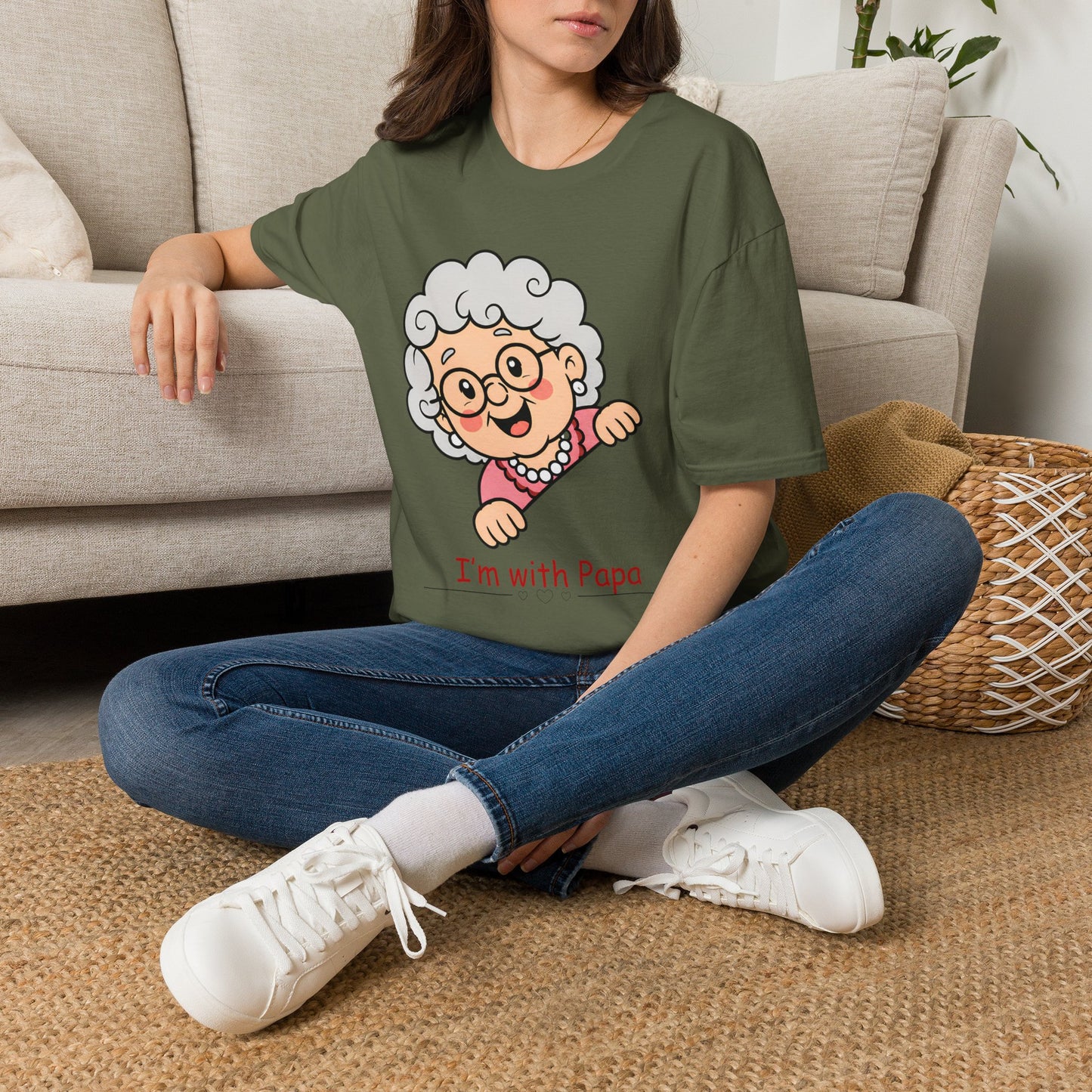 Grandma Cartoon T-Shirt — "I'm with Papa" Cute Family Tee