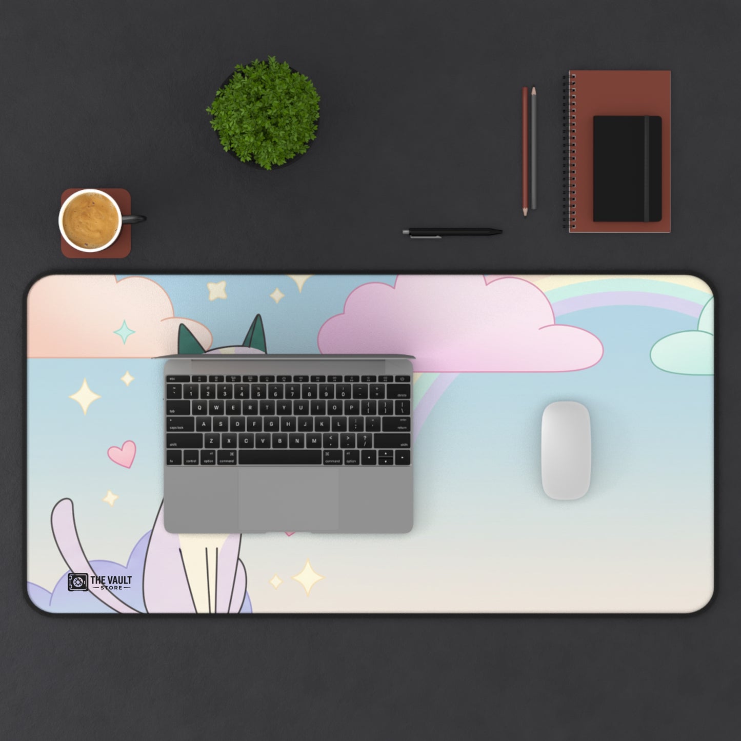 Kawaii Pastel Cat Desk Mat