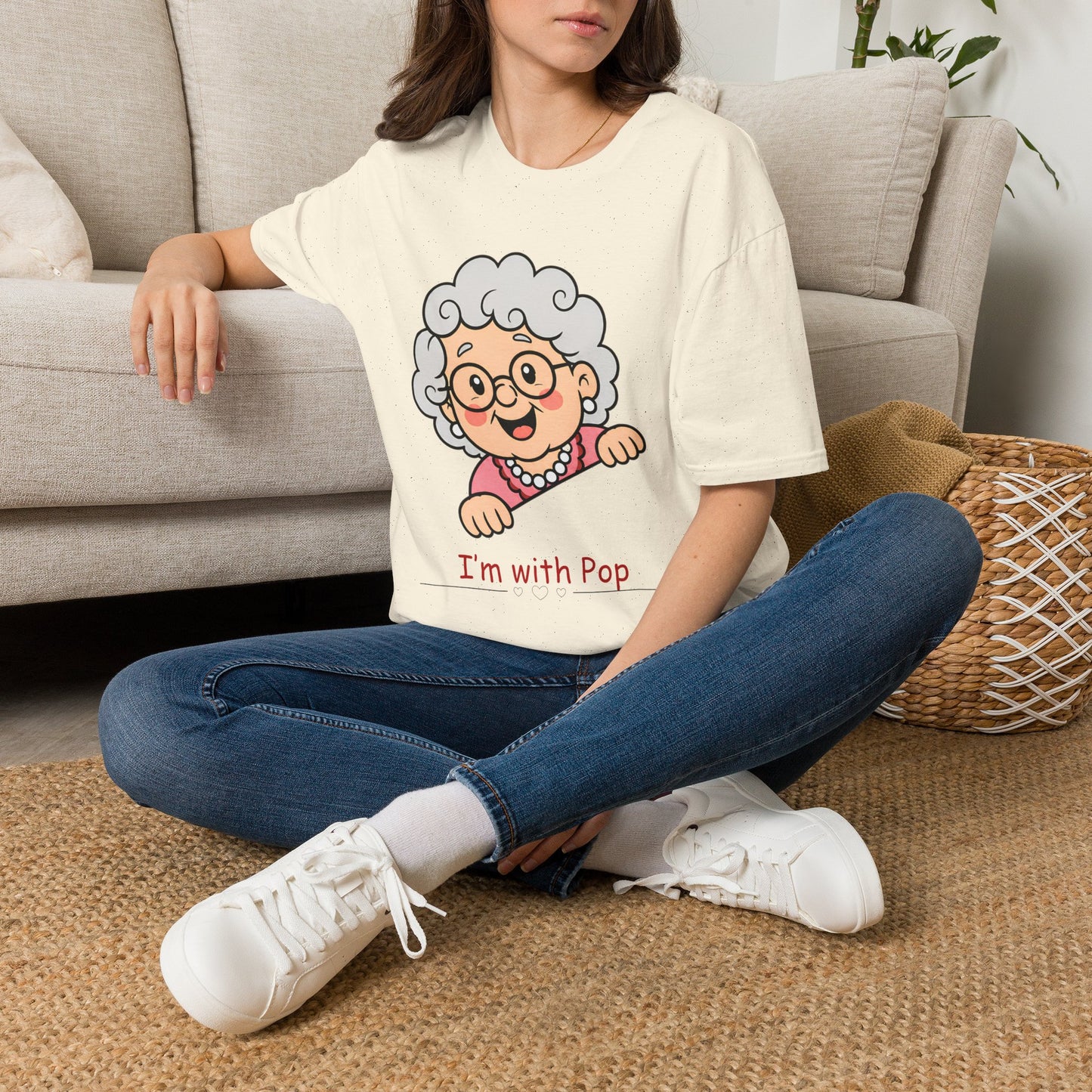 Grandma Peeking T-Shirt — Cute "I'm with Pop" Graphic Tee