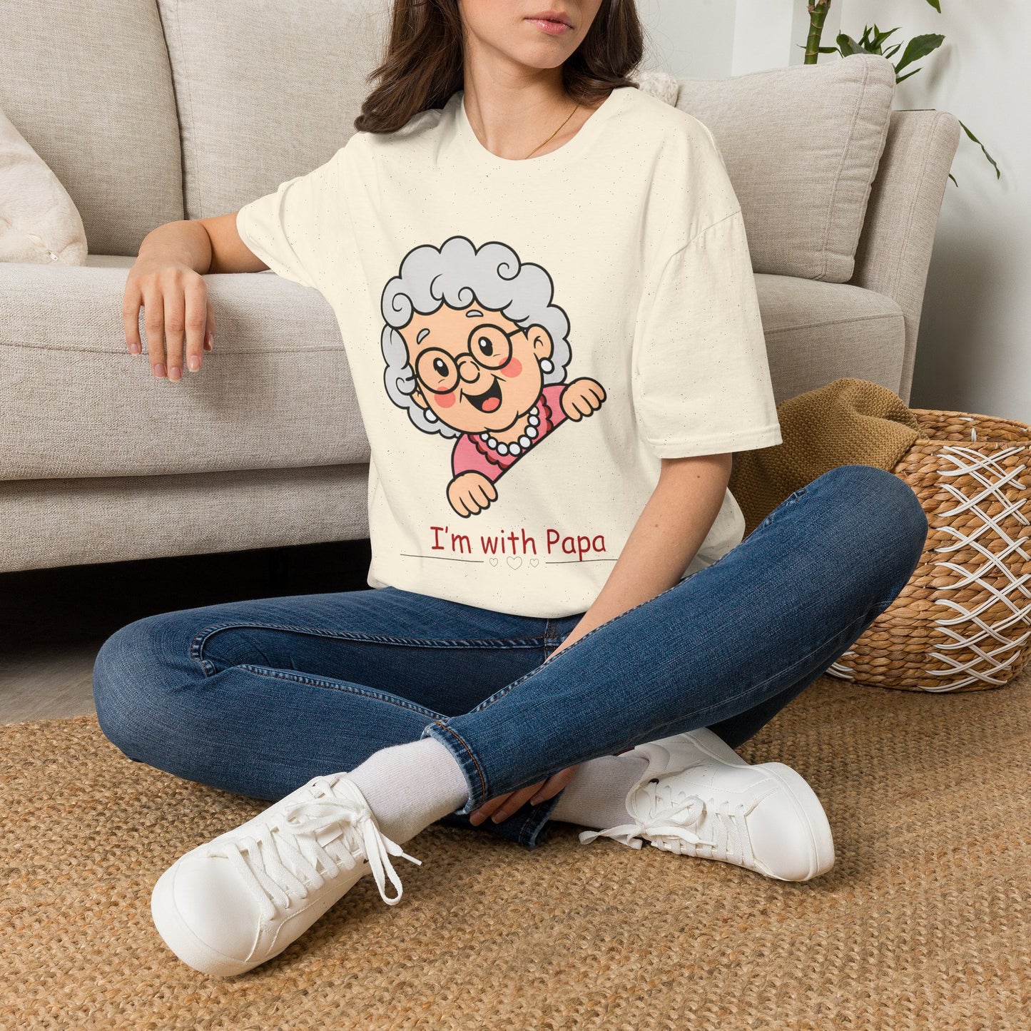 Grandma Cartoon T-Shirt — "I'm with Papa" Cute Family Tee