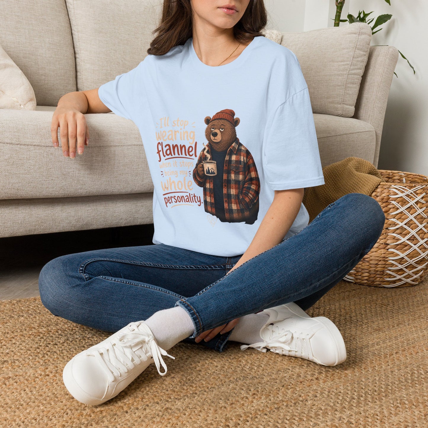 Flannel Bear T-Shirt — "I'll Stop Wearing Flannel" Cozy Graphic Tee