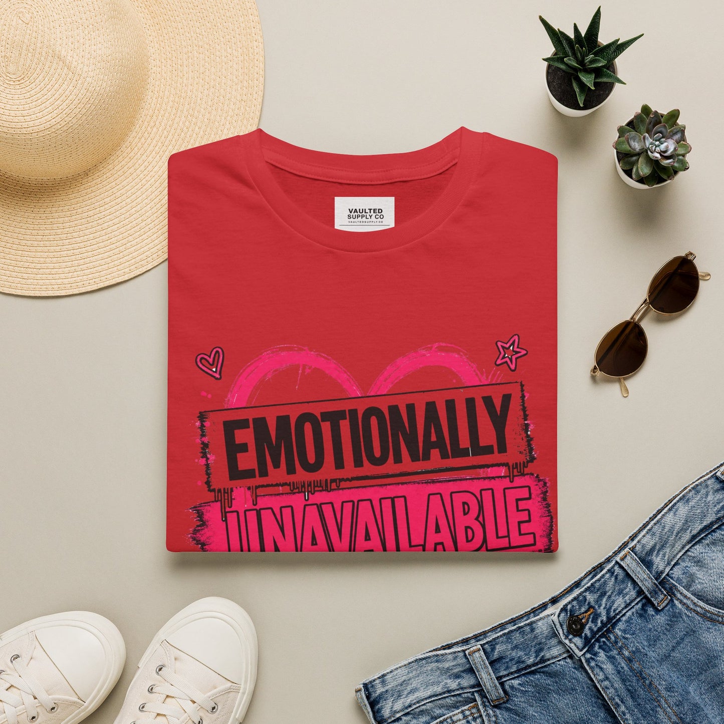 T-Shirt — "Emotionally Unavailable But Cute" Graphic Tee