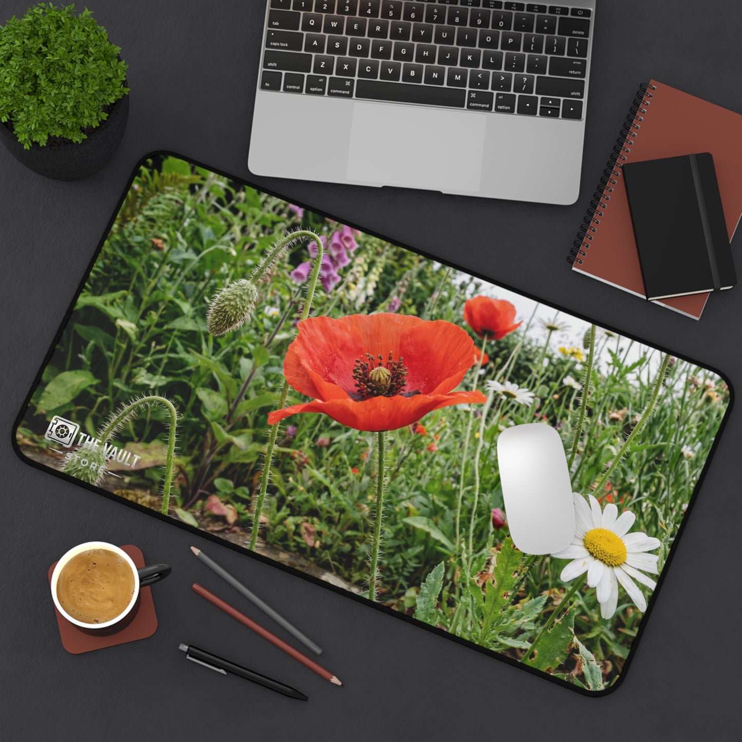 Poppy and Daisy Wildflower Meadow Desk Mat