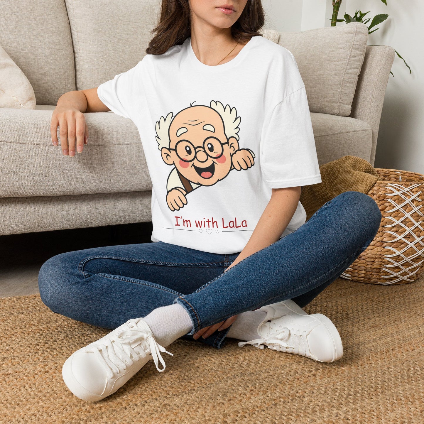 Grandpa Peeking T-Shirt — "I'm with LaLa" Cute Retro Grandpa Graphic Tee