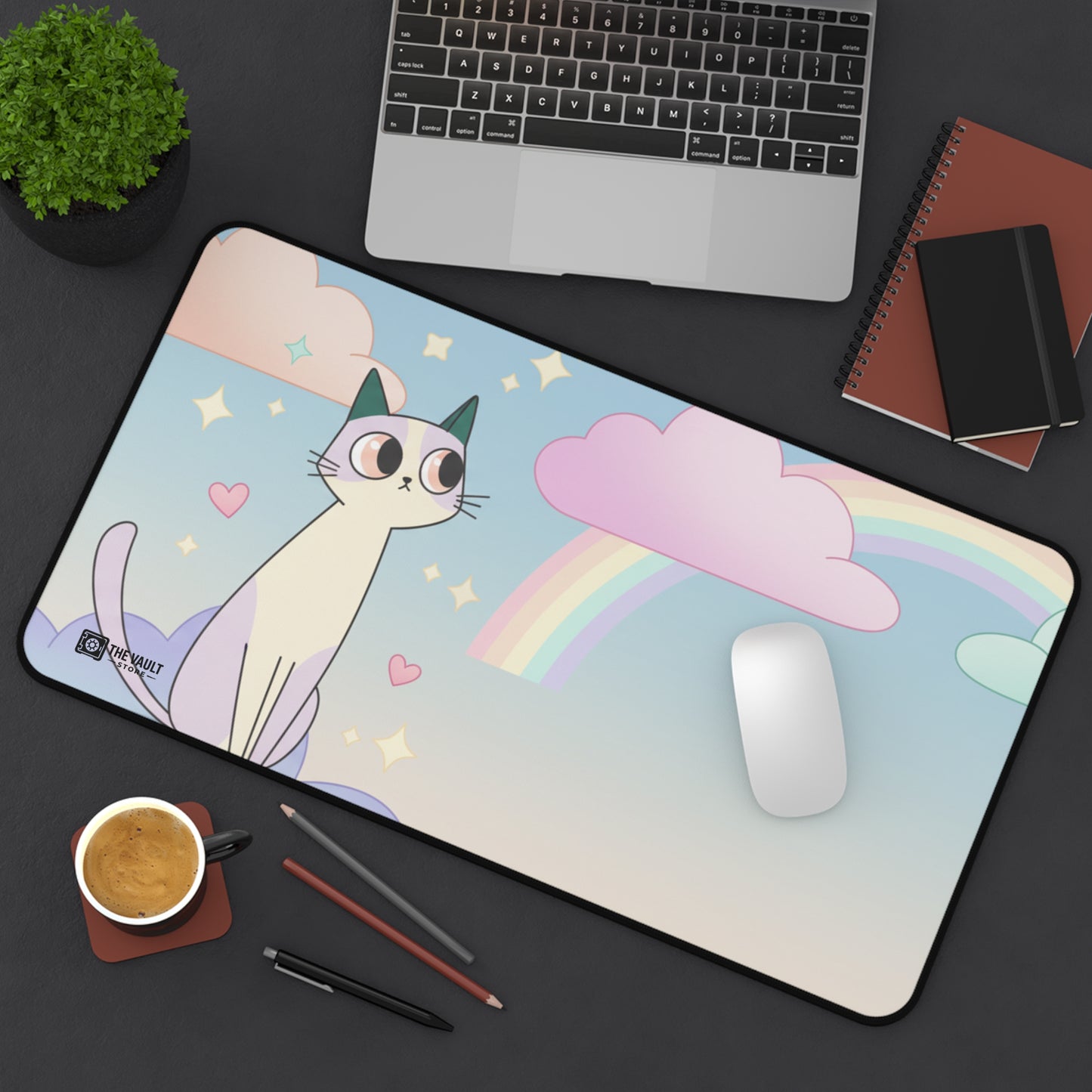 Kawaii Pastel Cat Desk Mat