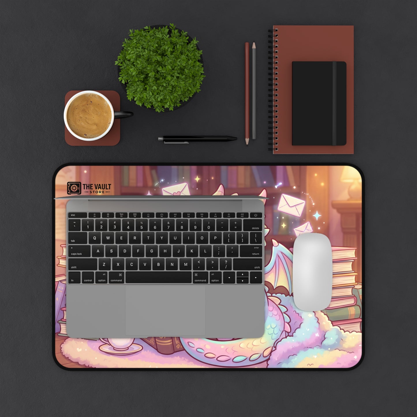 Cozy Bookwarm Dragon Desk Mat