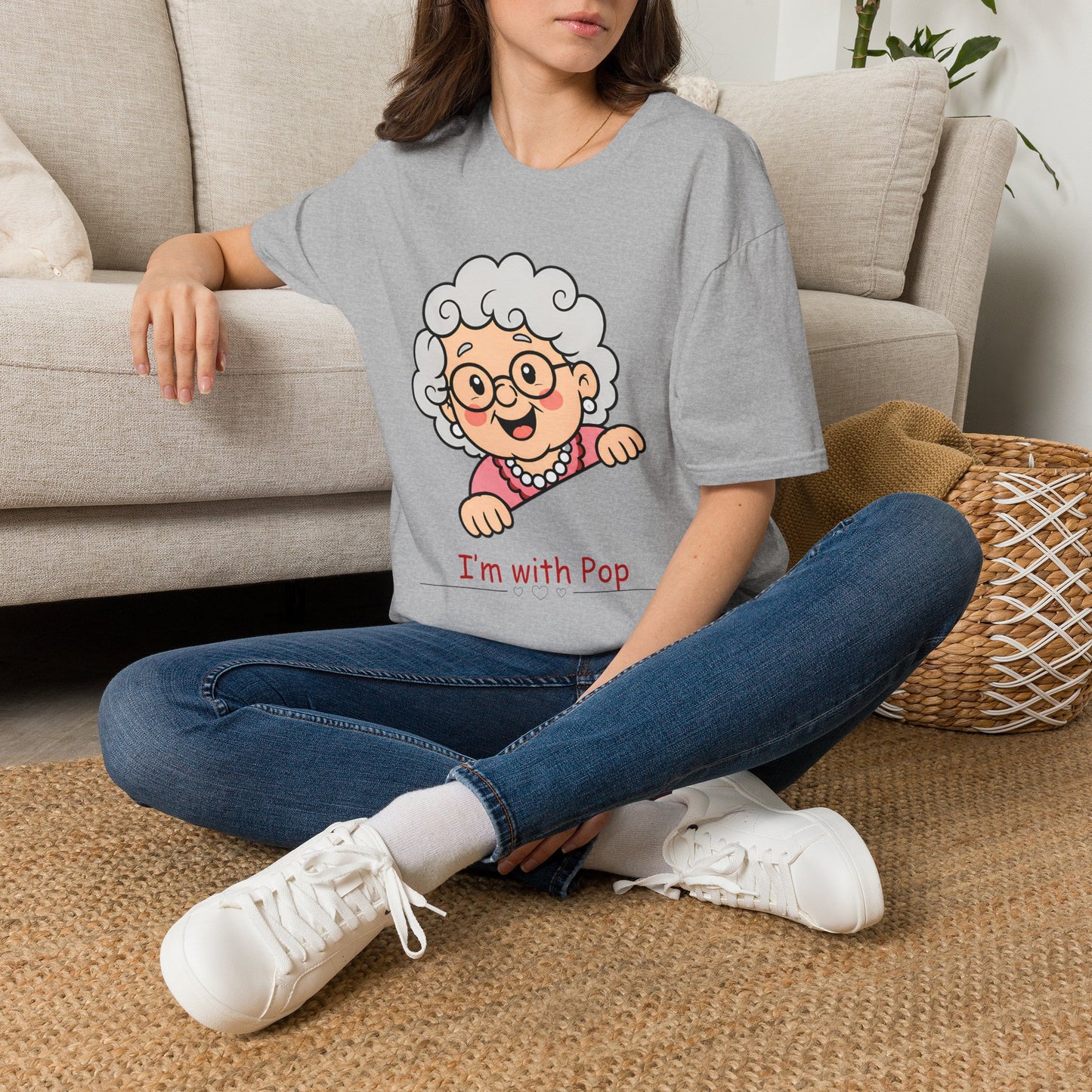 Grandma Peeking T-Shirt — Cute "I'm with Pop" Graphic Tee