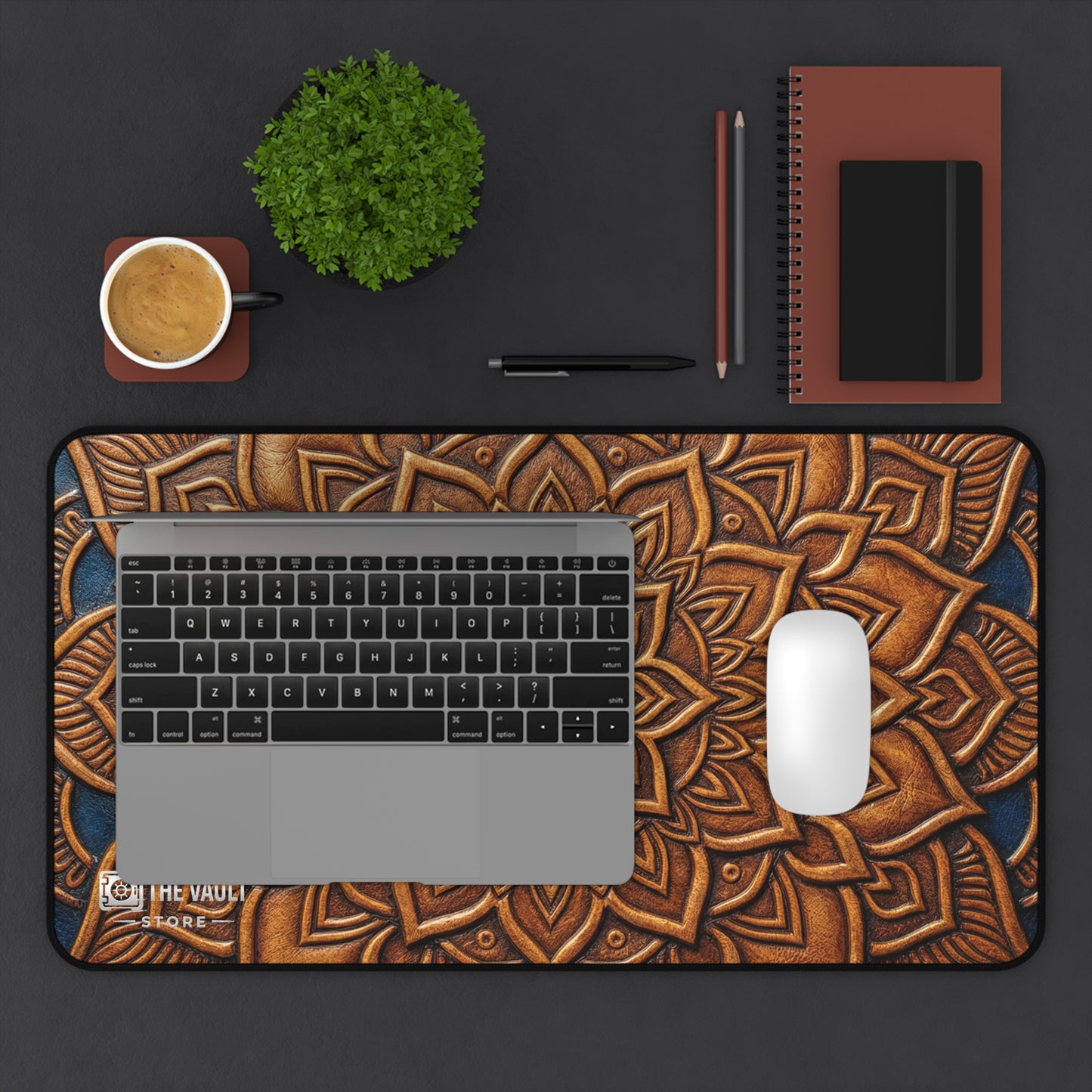 Embossed Leather Mandala Pattern  Desk Mat