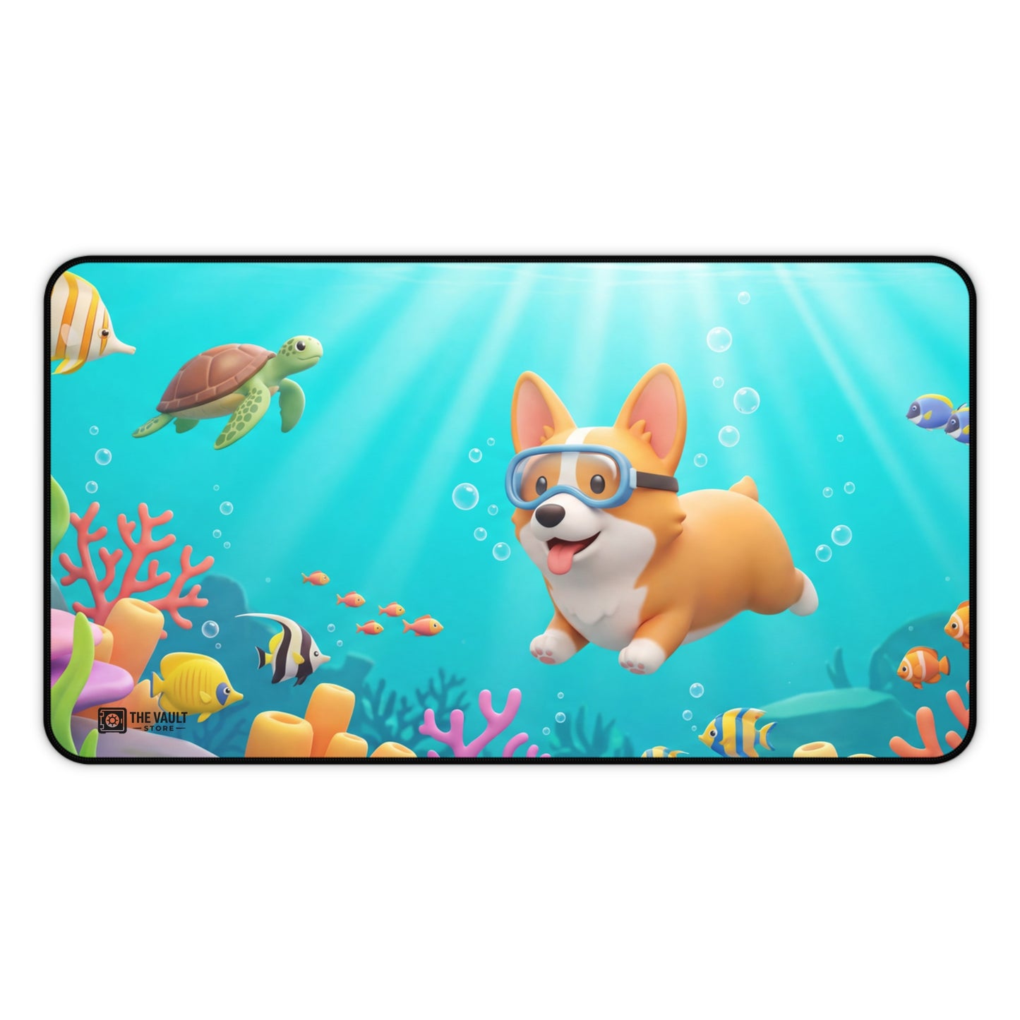 Underwater Corgi Adventure Desk Mat