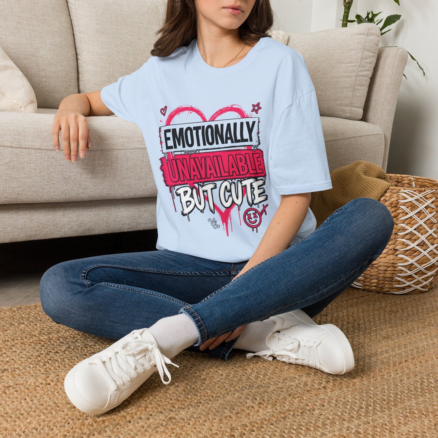 T-Shirt — "Emotionally Unavailable But Cute" Graphic Tee