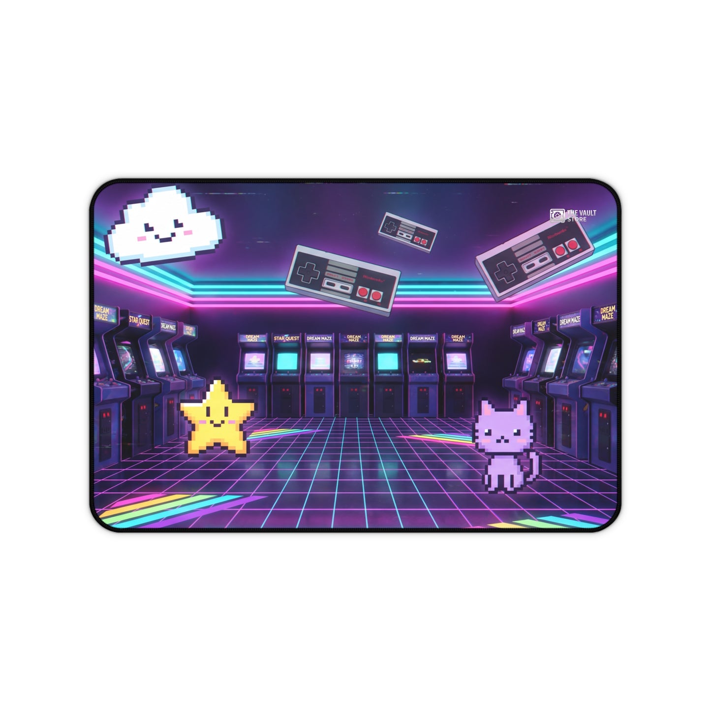 Retro Arcade Pixel Paradise Desk Mat