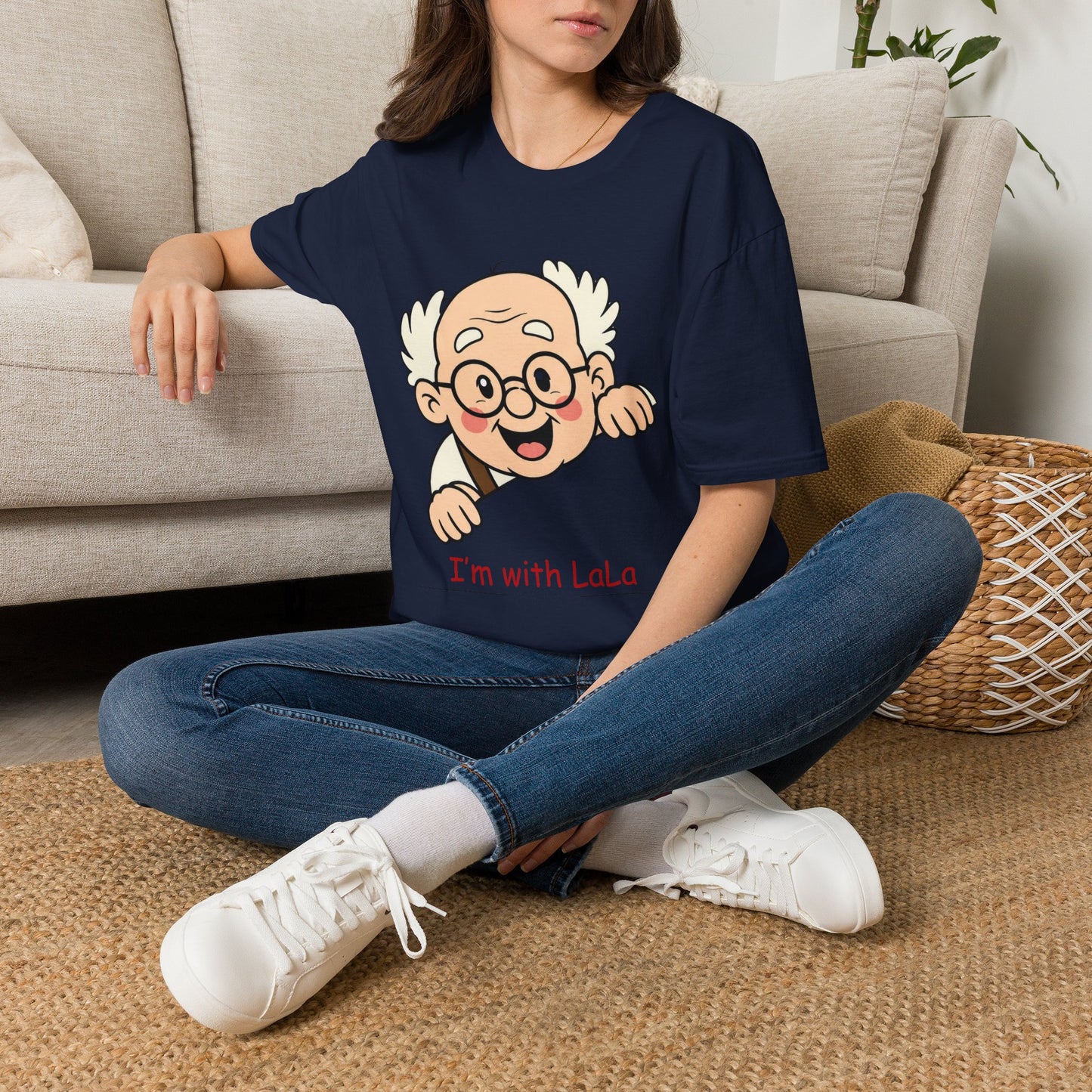 Grandpa Peeking T-Shirt — "I'm with LaLa" Cute Retro Grandpa Graphic Tee