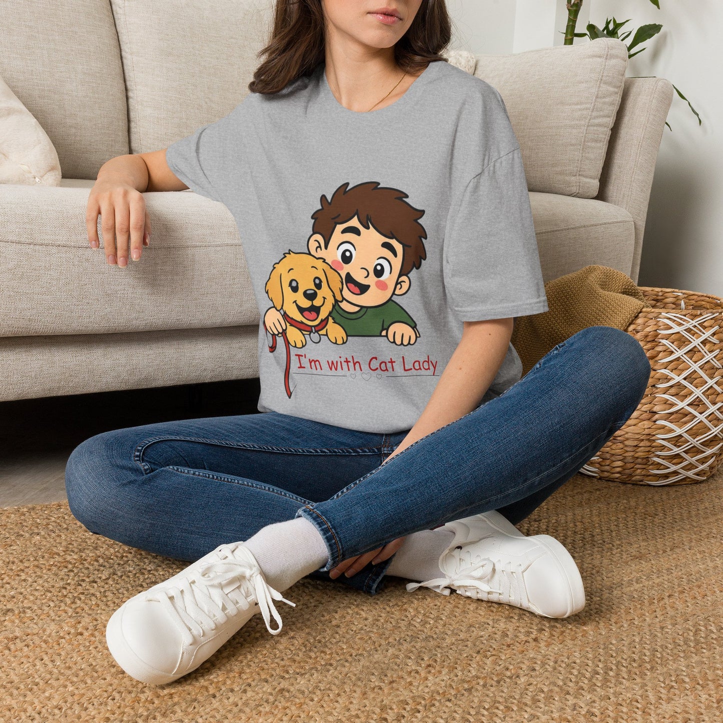 I'm With Cat Lady T-Shirt — Cute Cartoon Pet Lover Tee