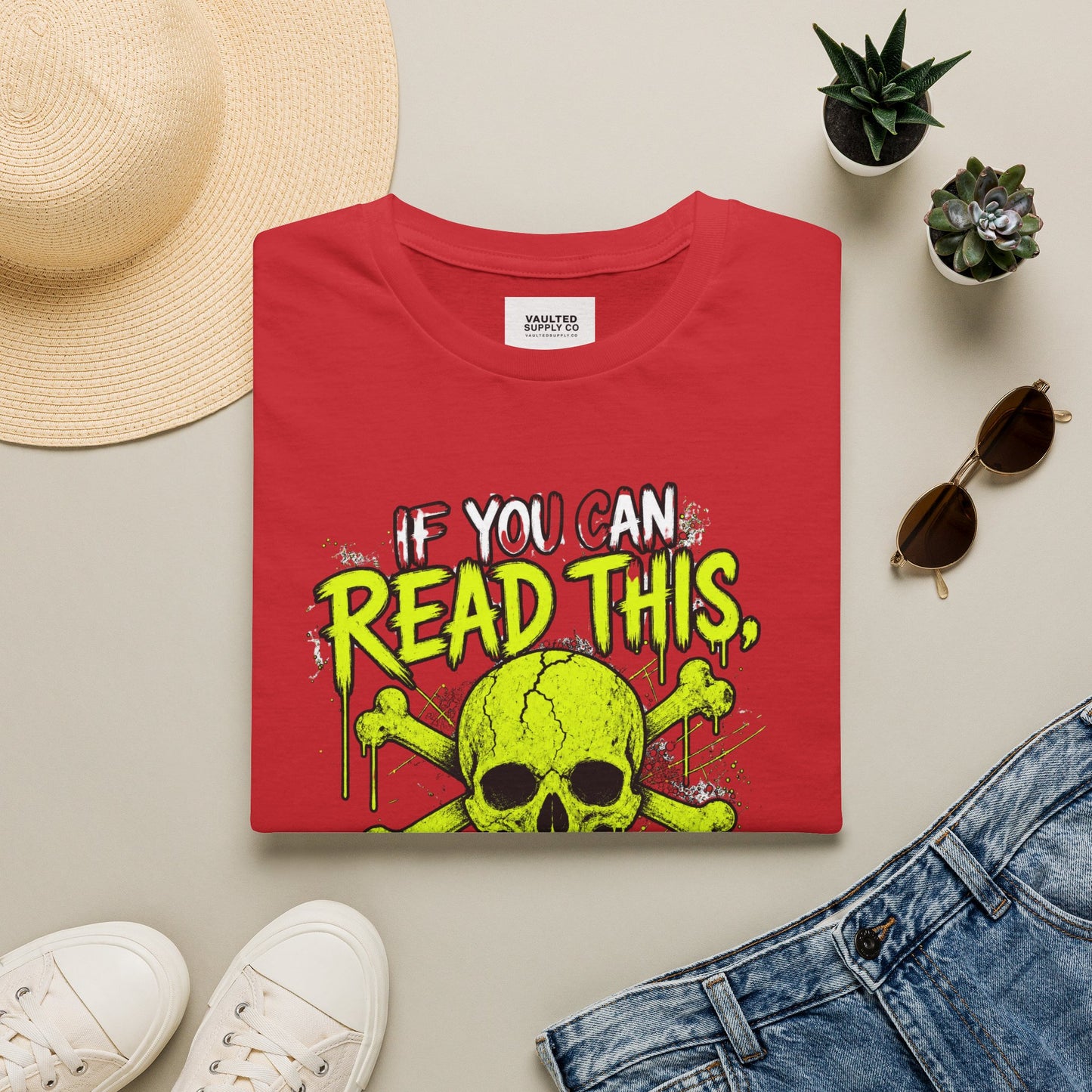 Skull 'If You Can Read This You're Too Close' T-Shirt