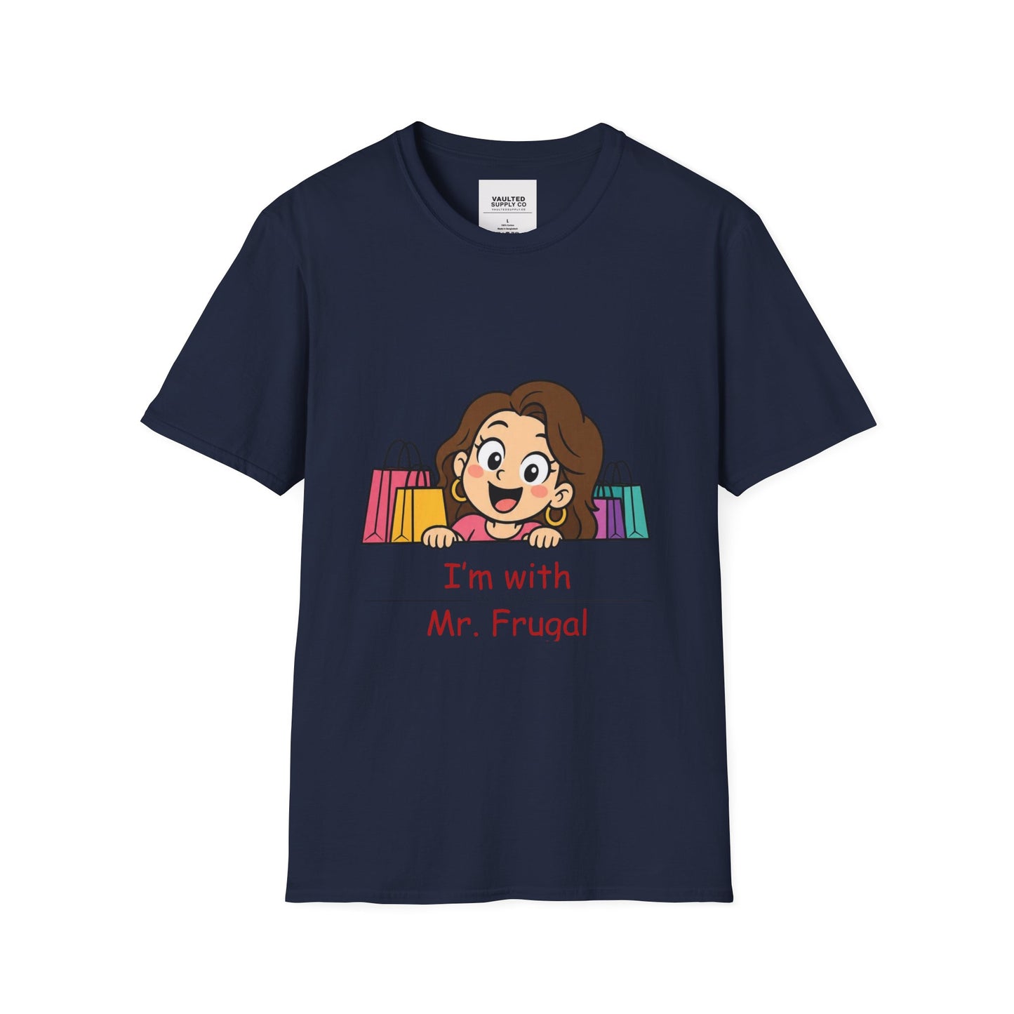 I'm With Mr. Frugal T-Shirt — Cute Shopper Graphic Tee for Bargain Lovers