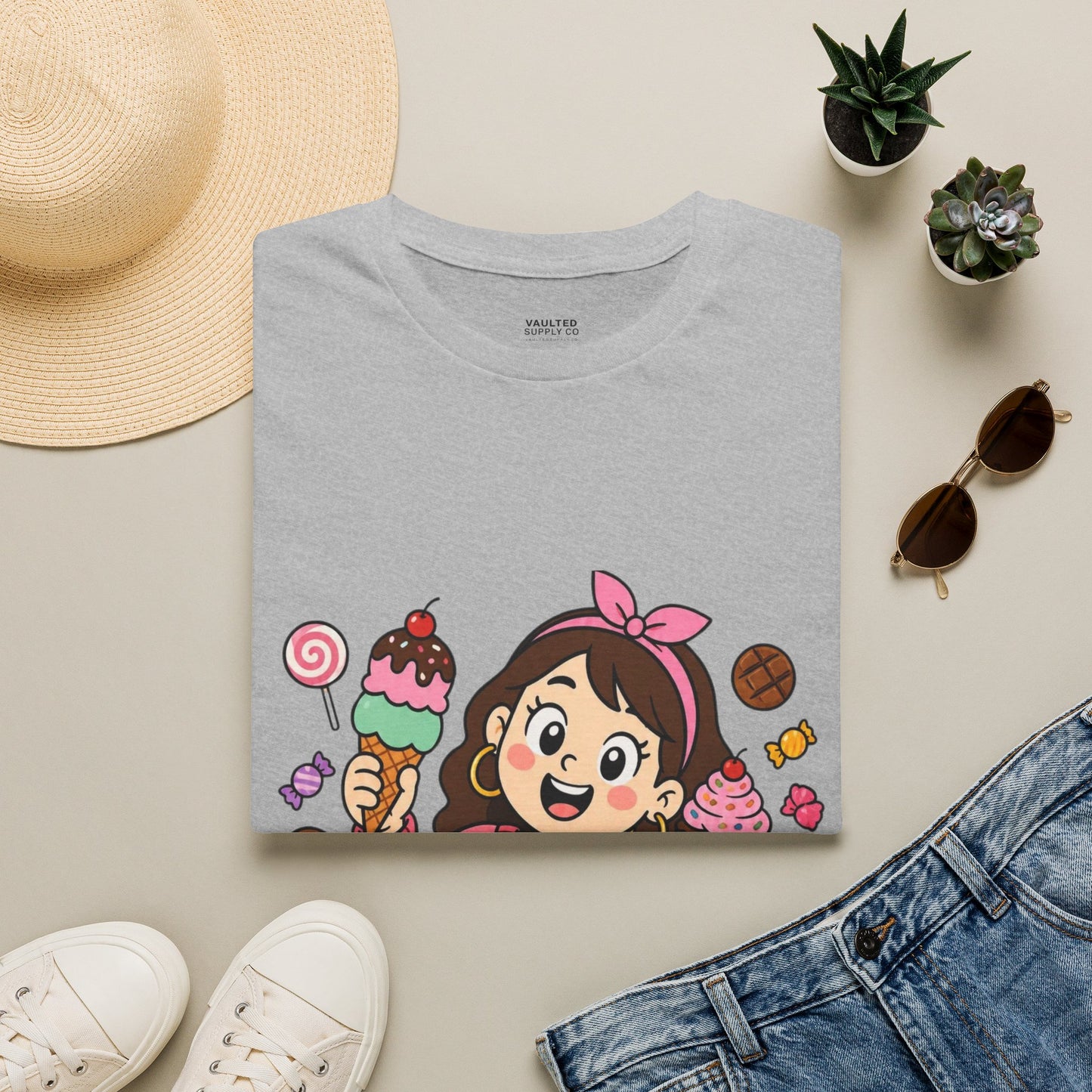 "I'm with the Fast Food Guy" Cute Cartoon Girl & Sweets Graphic