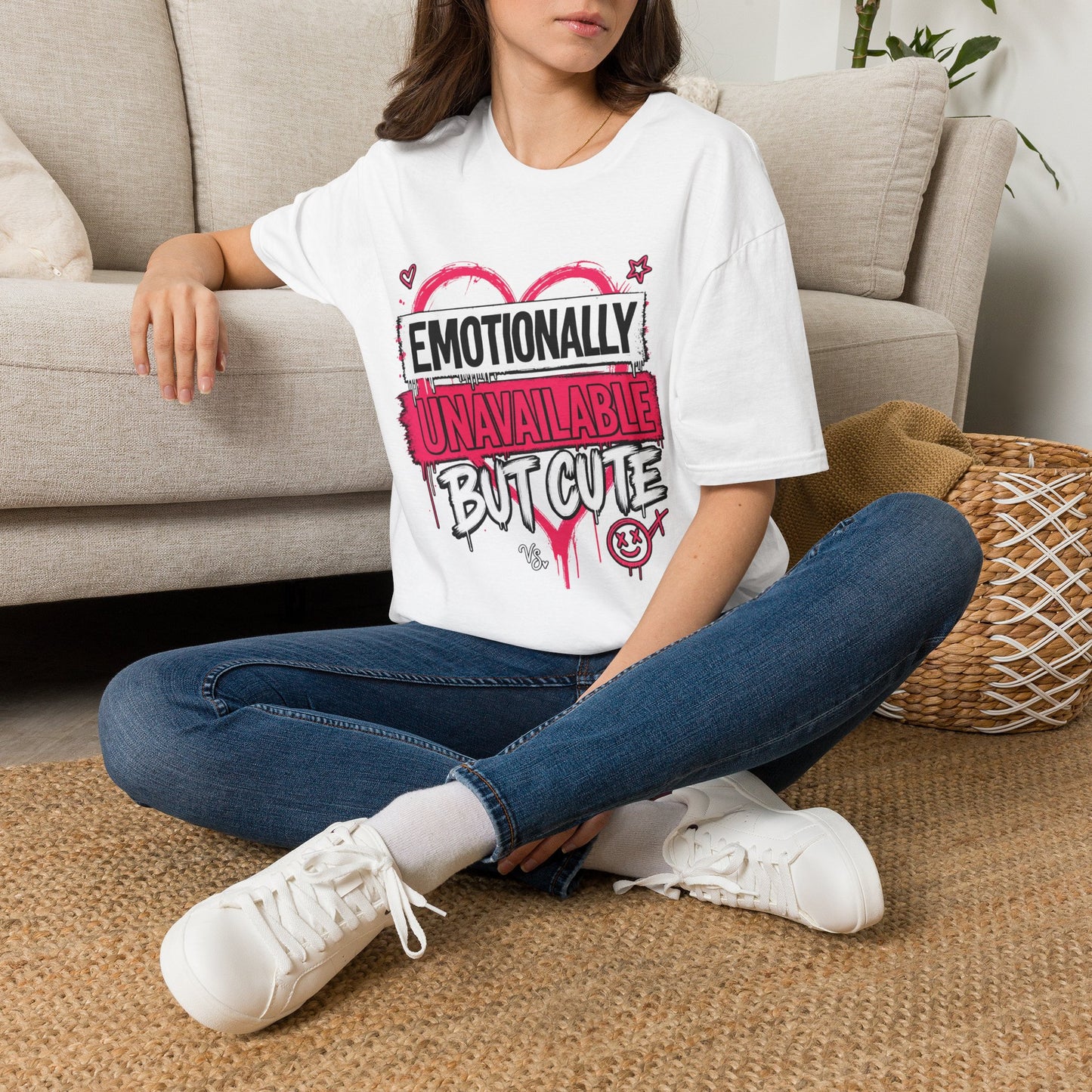 T-Shirt — "Emotionally Unavailable But Cute" Graphic Tee