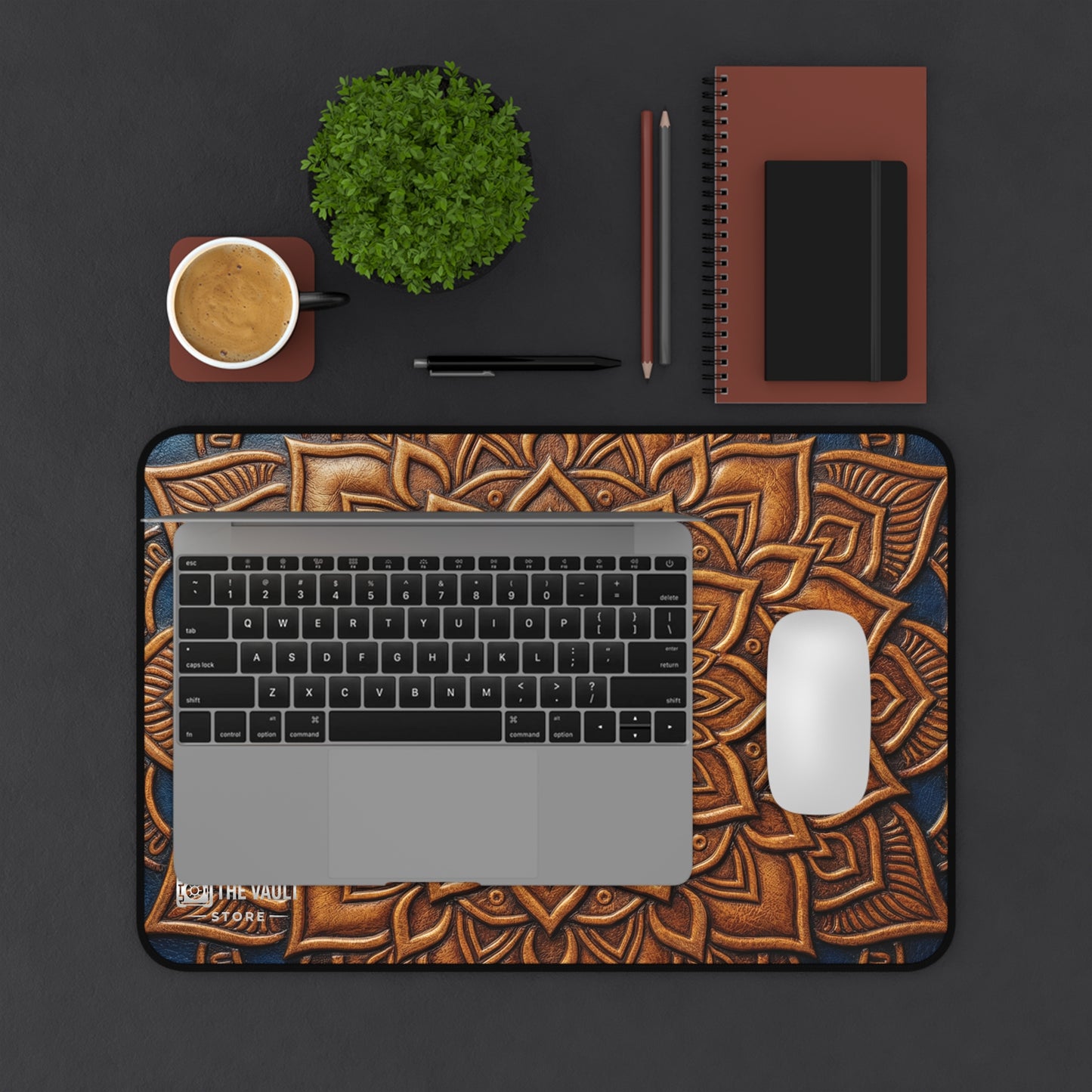 Embossed Leather Mandala Pattern  Desk Mat