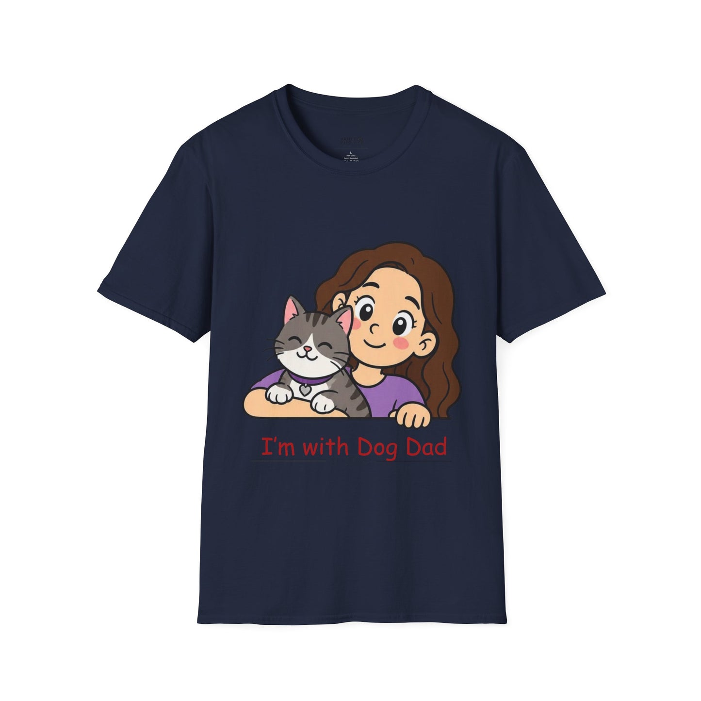 I'm with Dog Mom T-Shirt — Cute Woman & Cat Cartoon Tee
