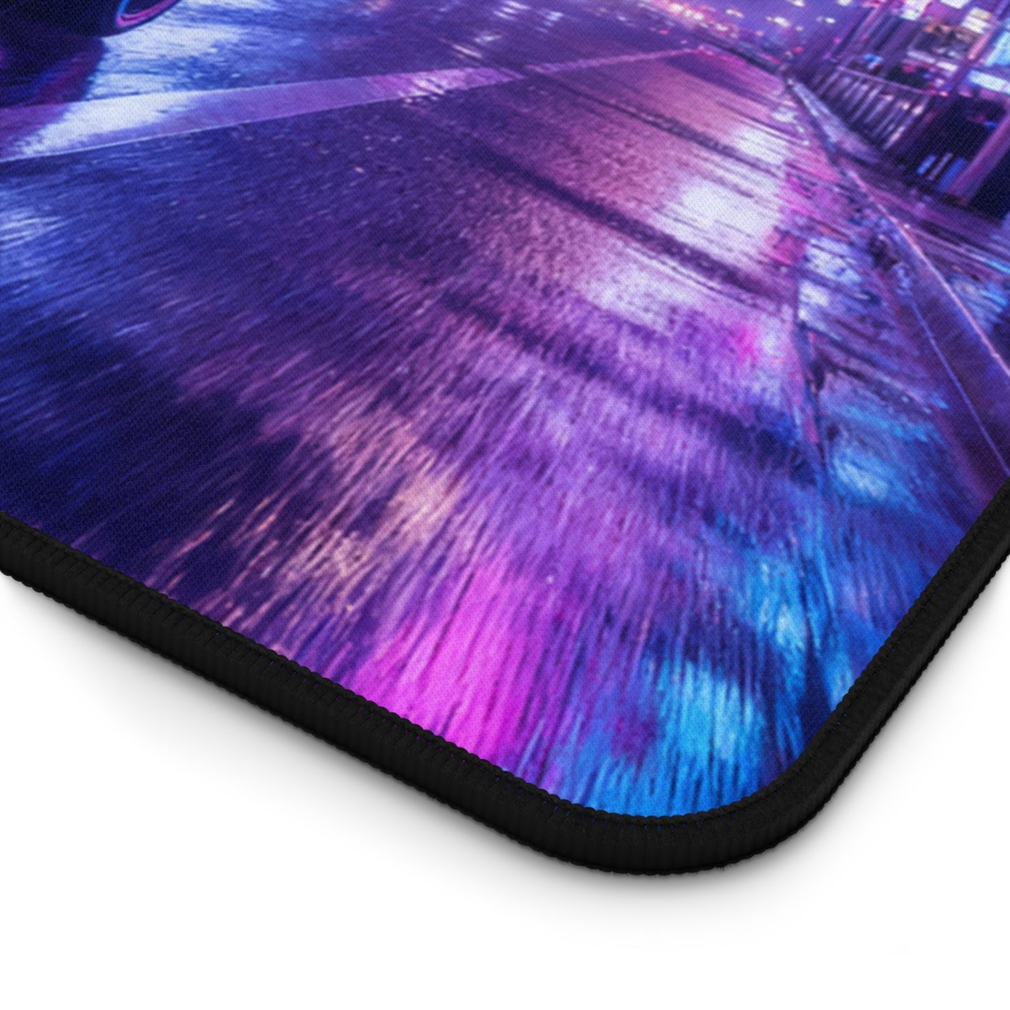 Neon City Night Drive Desk Mat