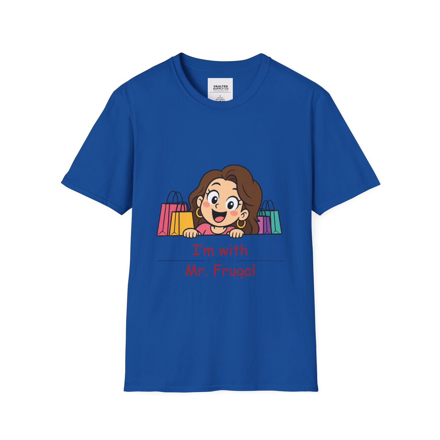I'm With Mr. Frugal T-Shirt — Cute Shopper Graphic Tee for Bargain Lovers