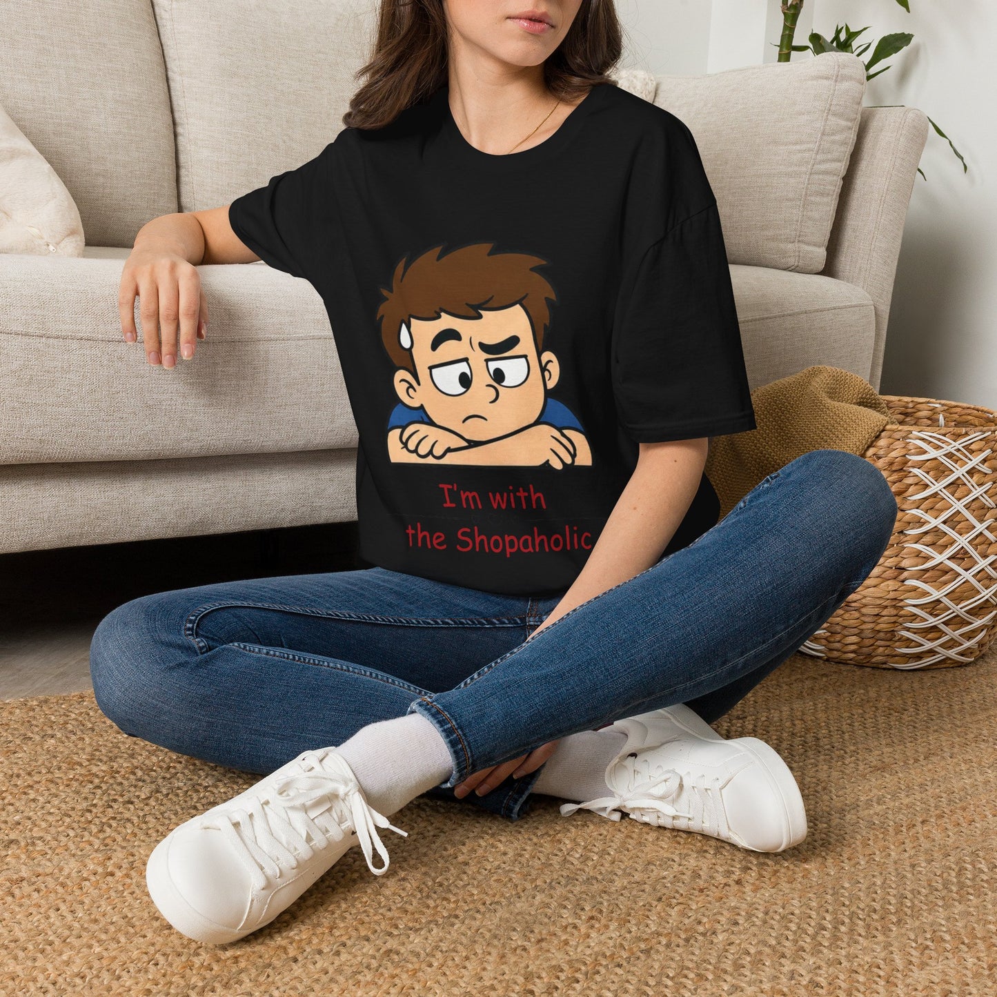 Funny "I'm With the Shopaholic" T-Shirt — Cute Peekaboo Cartoon Tee