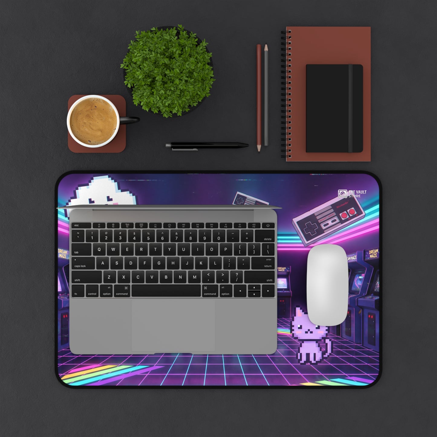 Retro Arcade Pixel Paradise Desk Mat