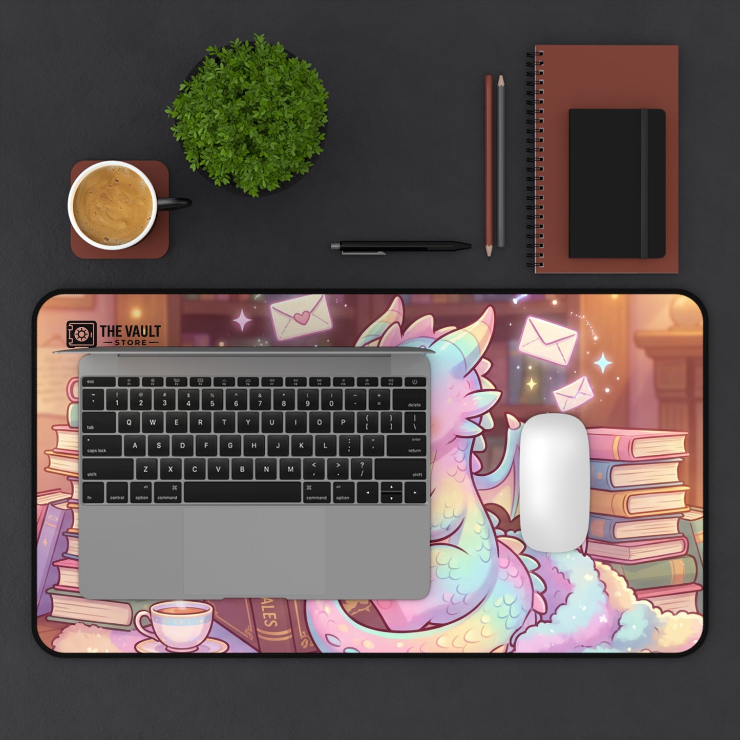 Cozy Bookwarm Dragon Desk Mat