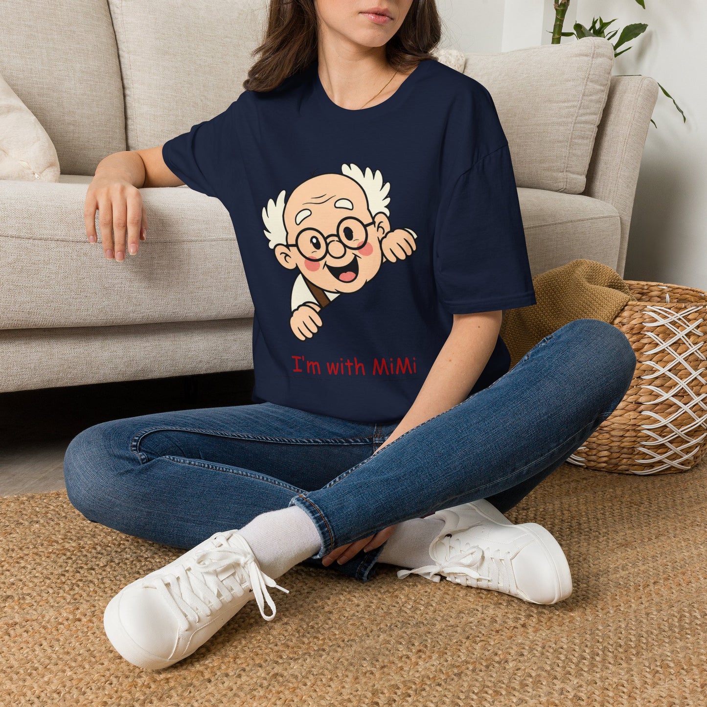 Grandpa Face T-Shirt — "I'm with MiMi" Cute Family Grandpa Tee