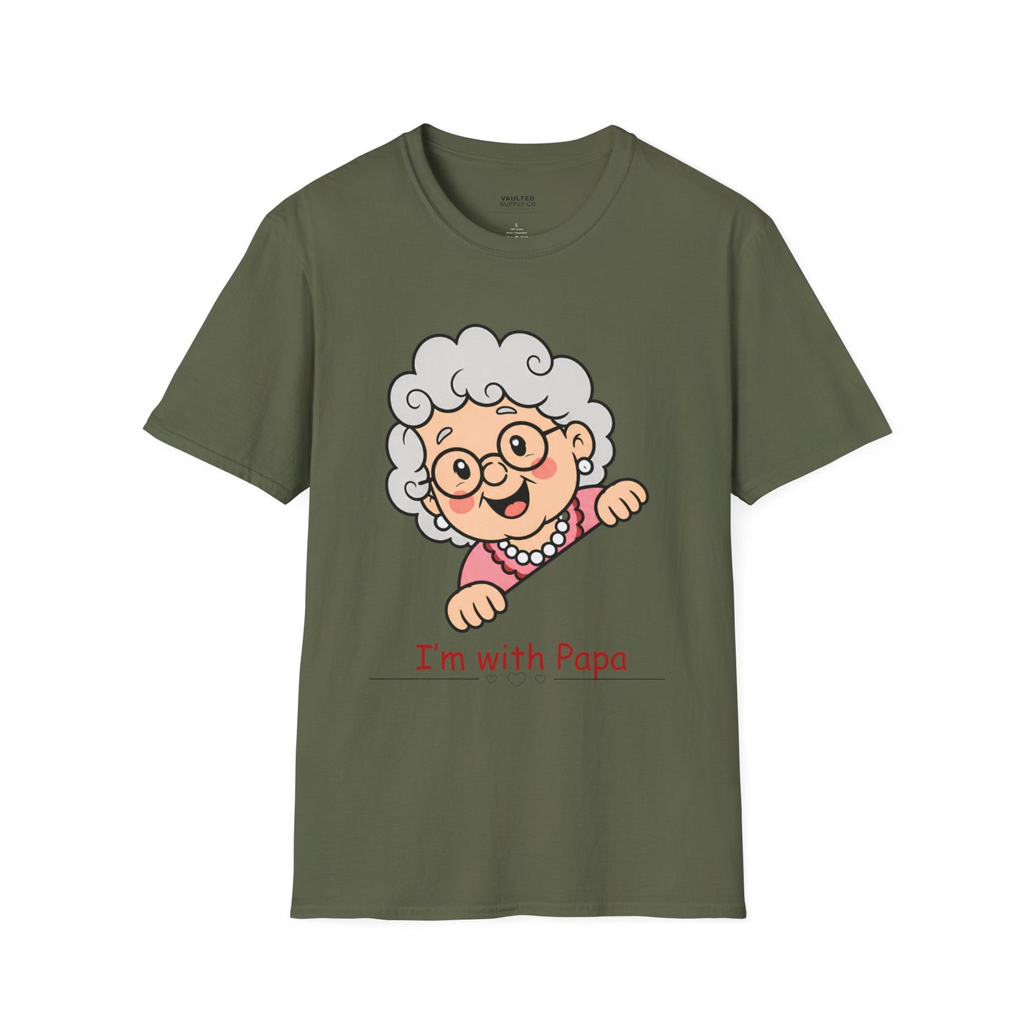 Grandma Cartoon T-Shirt — "I'm with Papa" Cute Family Tee