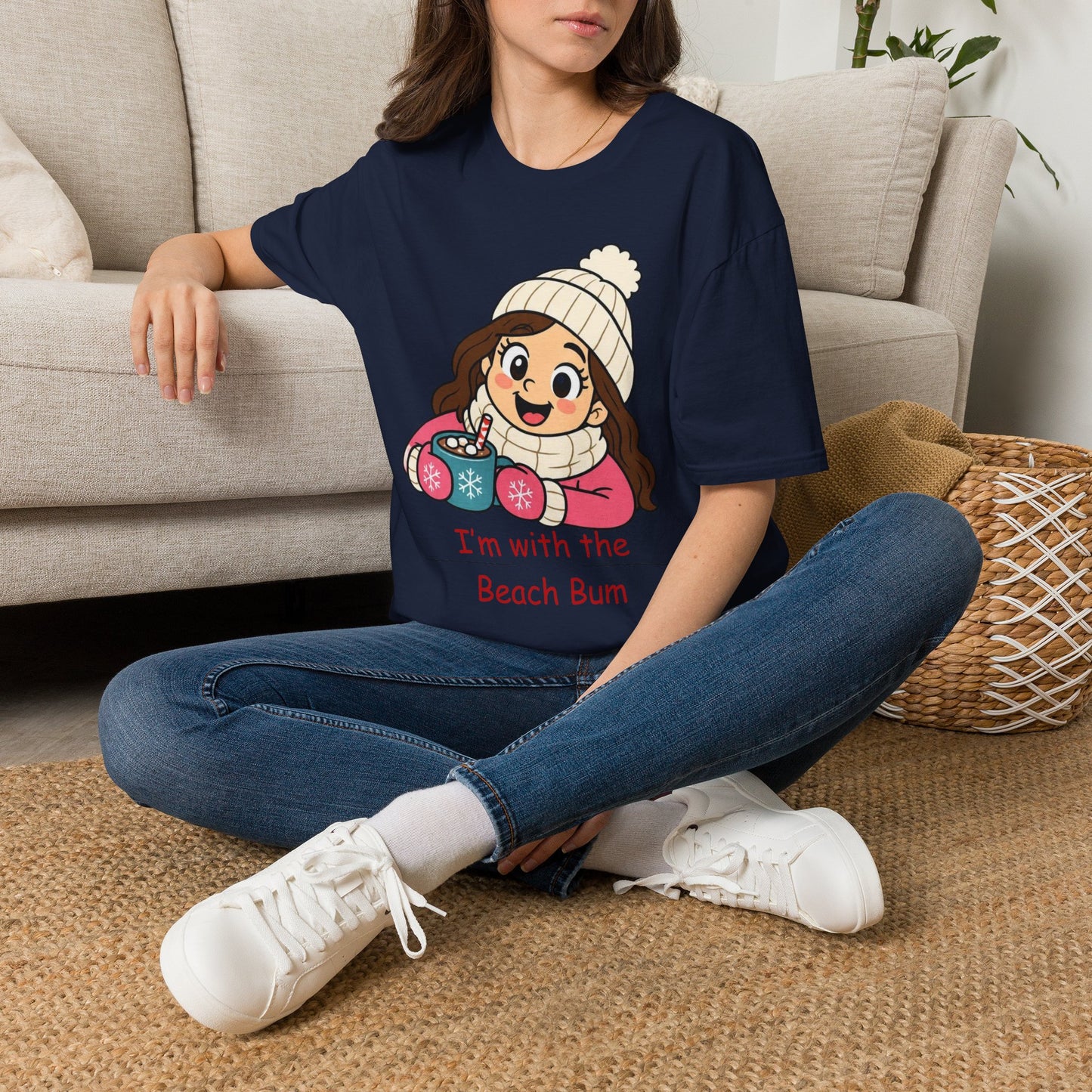 Cute Winter Girl T-Shirt — "I'm with the Beach Bum" Graphic Tee